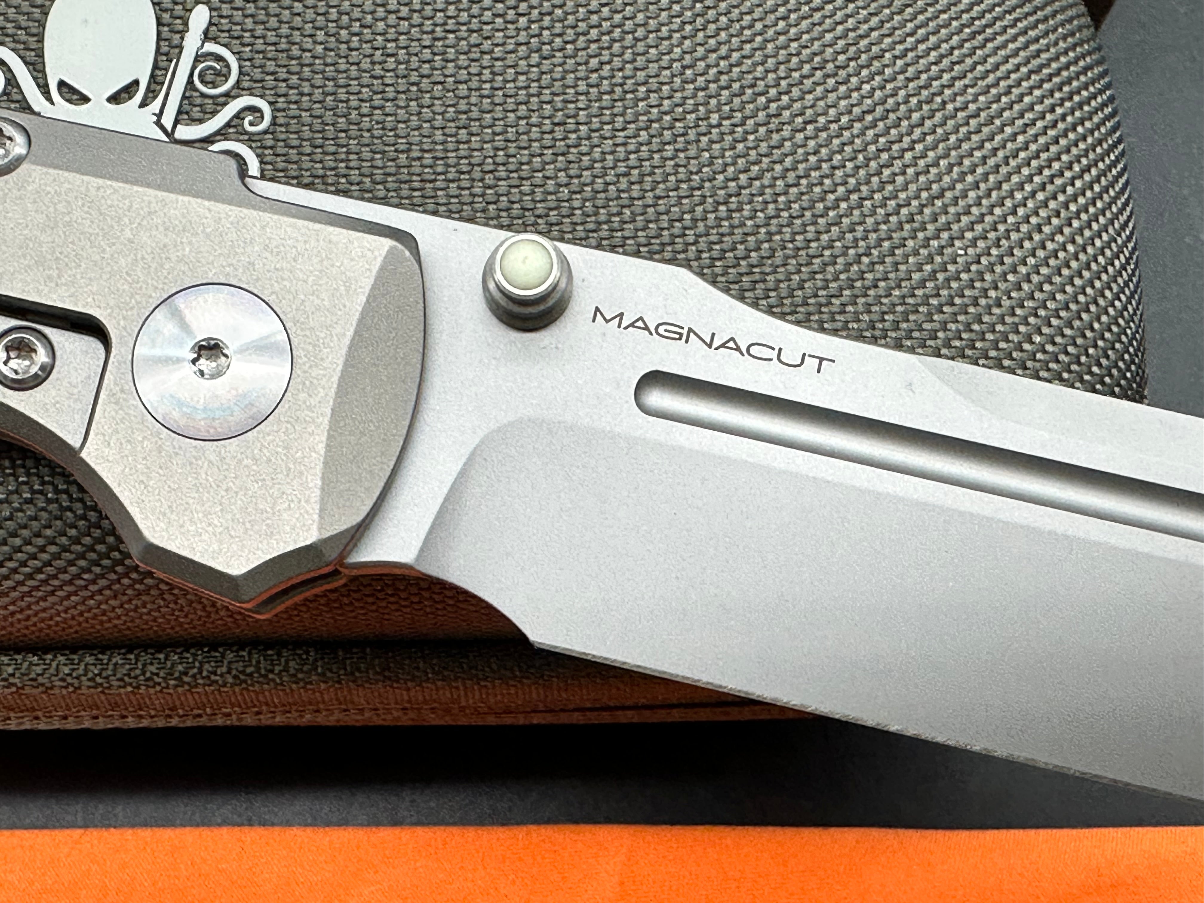 Prometheus Design Werx SPD Invictus-SP, 3.5" CPM MagnaCut Bead Blasted Blade with Bead Blasted Titanium Scales.