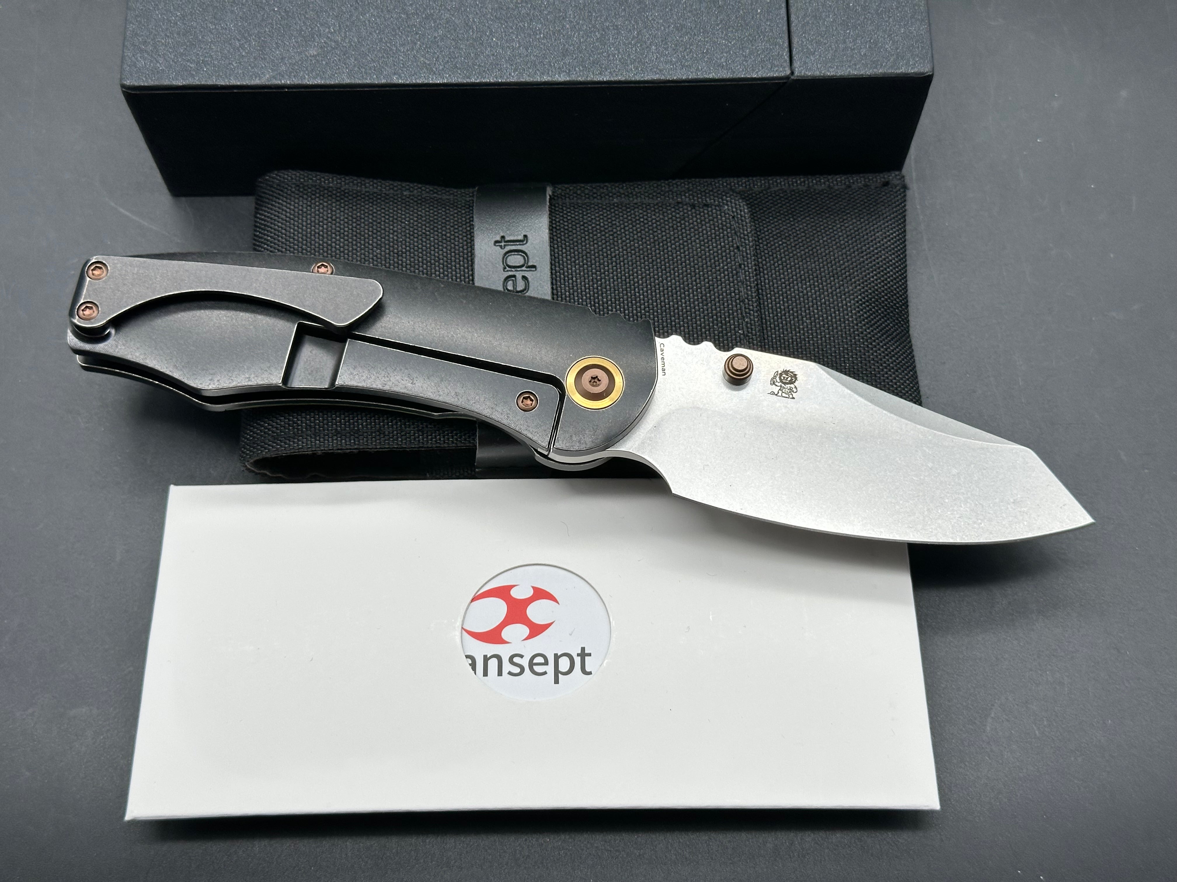 KANSEPT CAVEMAN BLACKWASH TITANIUM/GECKO CAMOCARBON HANDLE 20CV PLAIN EDGE