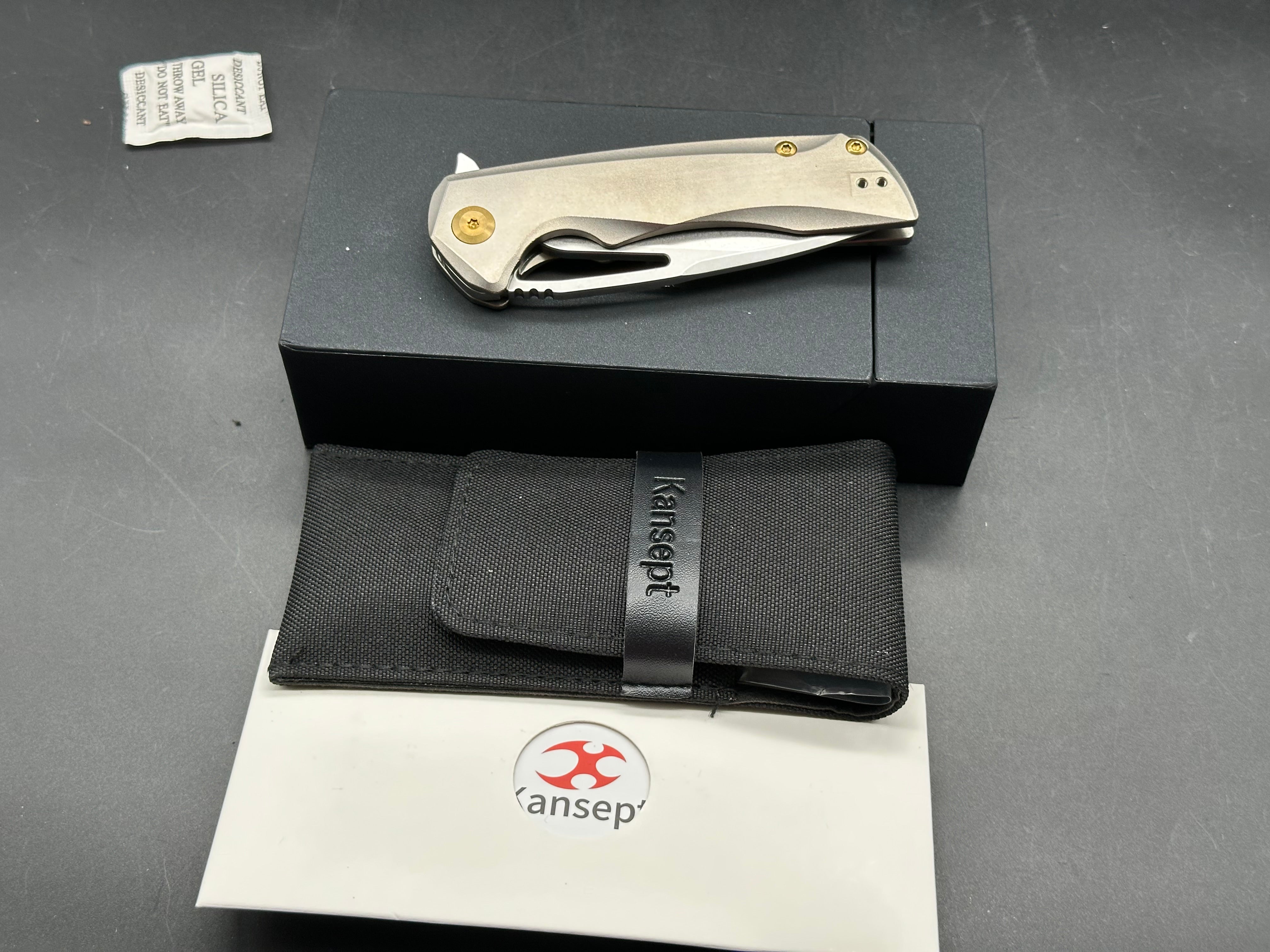KANSEPT KRYO GRAY TITANIUM HANDLE S35VN DROP POINT PLAIN EDGE