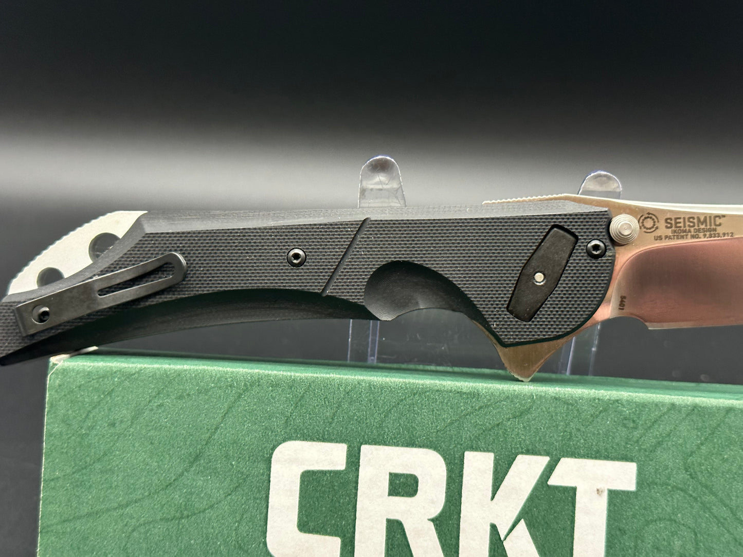 CRKT Seismic Deadbolt Lock Knife Black G-10 (3.9" Satin) 5401