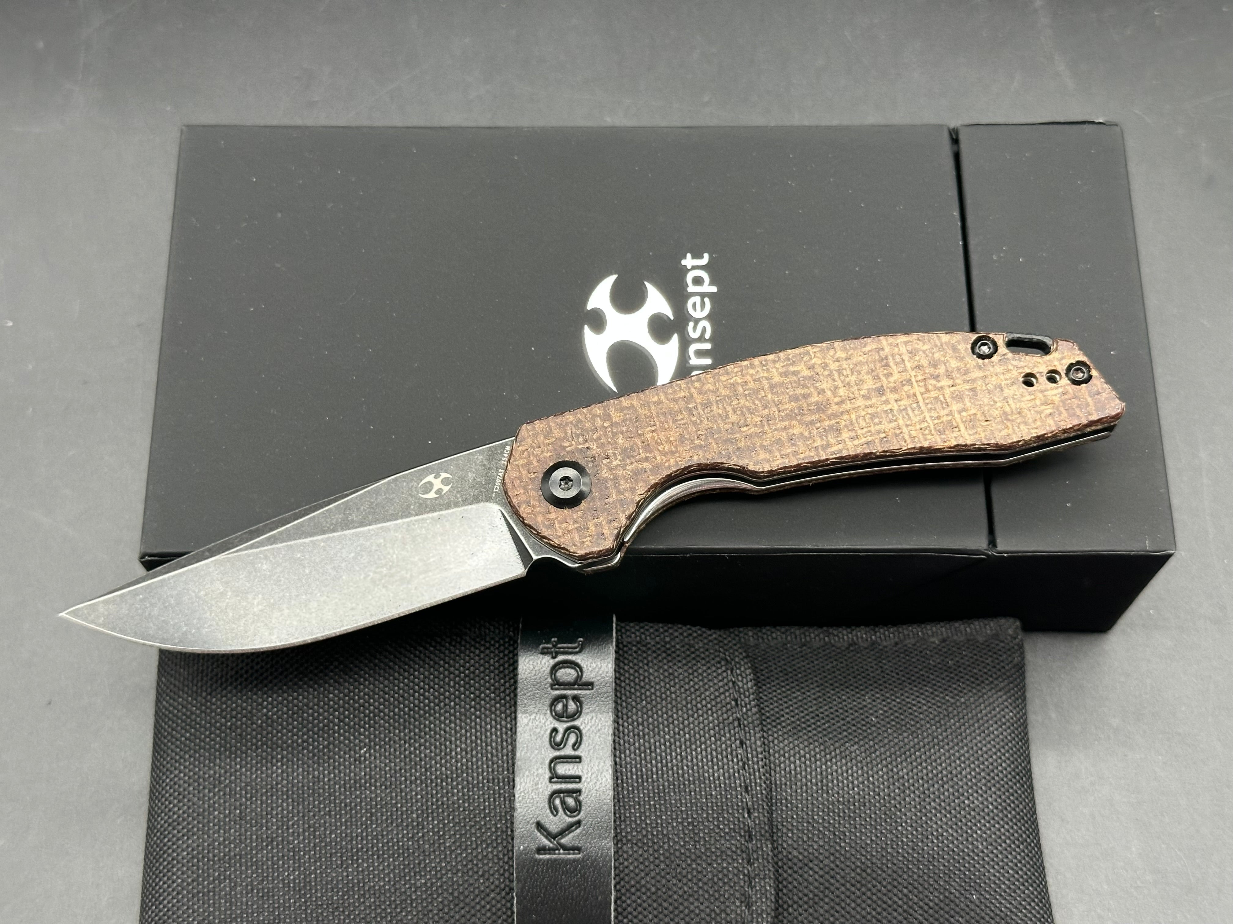 KANSEPT MINI ACCIPITER BROWN MICARTA HANDLE(2.9"154CM BLADE)