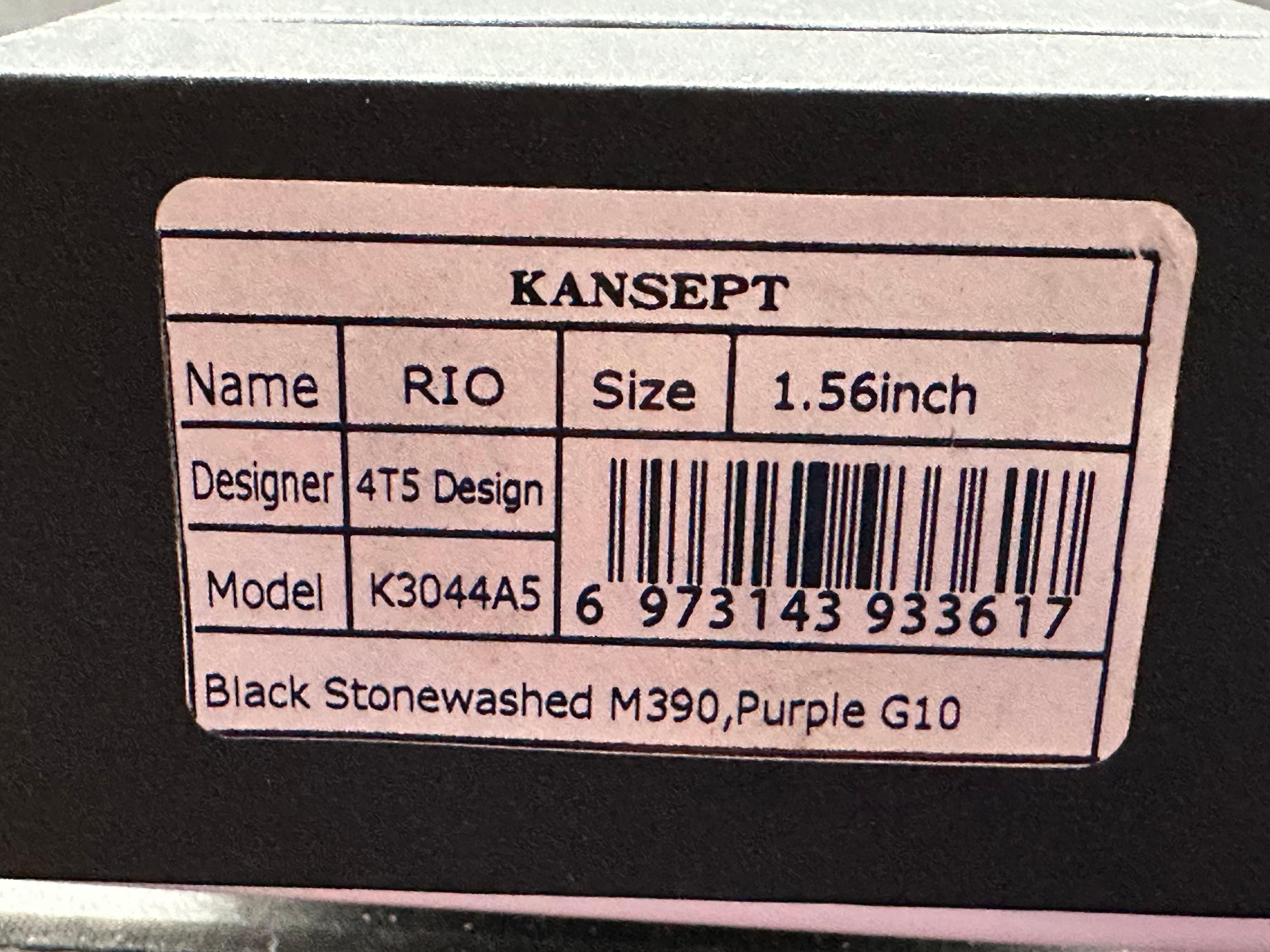 KANSEPT RIO PURPLE G10 HANDLE 1.56'' M390 BLADE