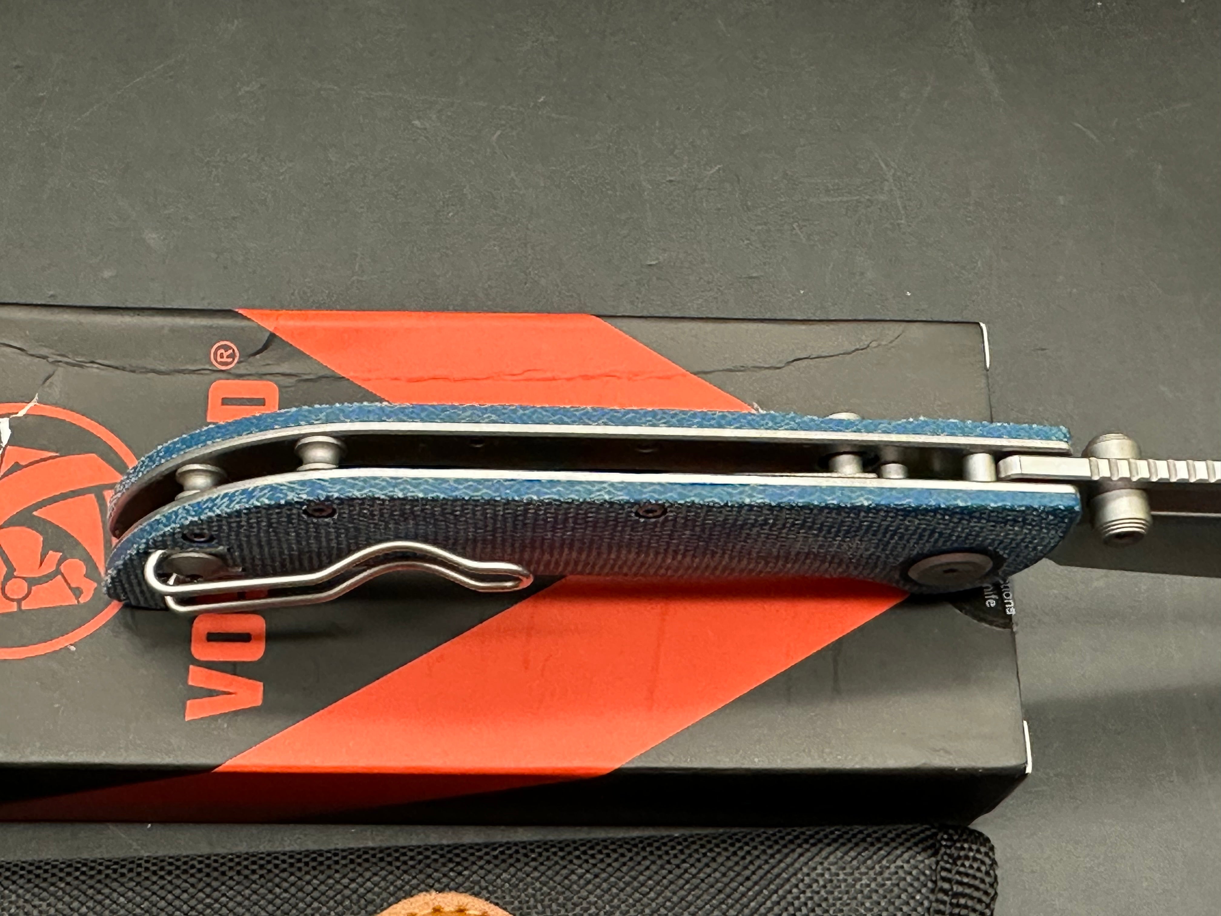 VOSTEED NAGA BLUE MICARTA HANDLE S35VN PLAIN EDGE