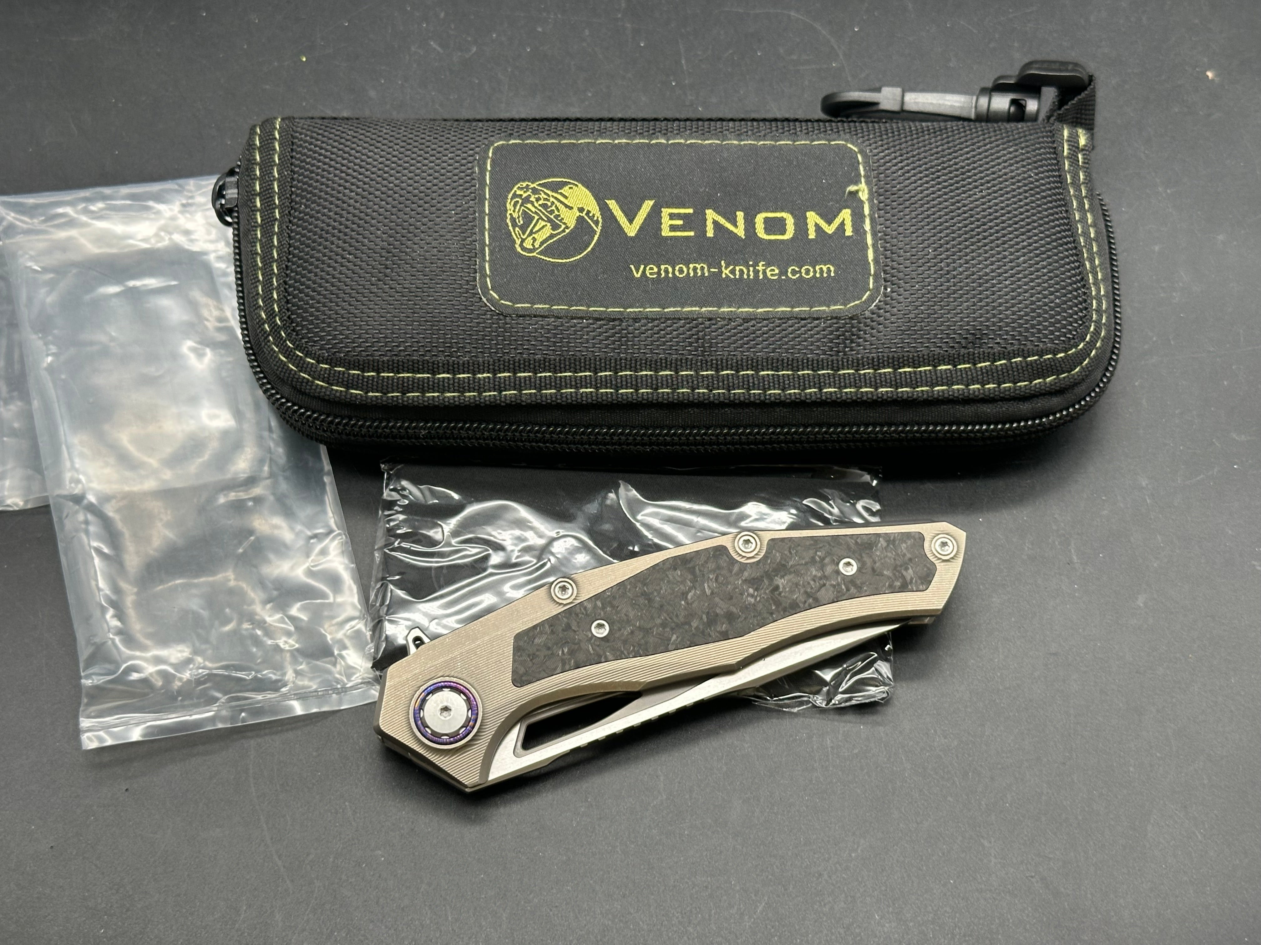 Venom Knives Maverick Titanium Carbon Fiber M390 Folder