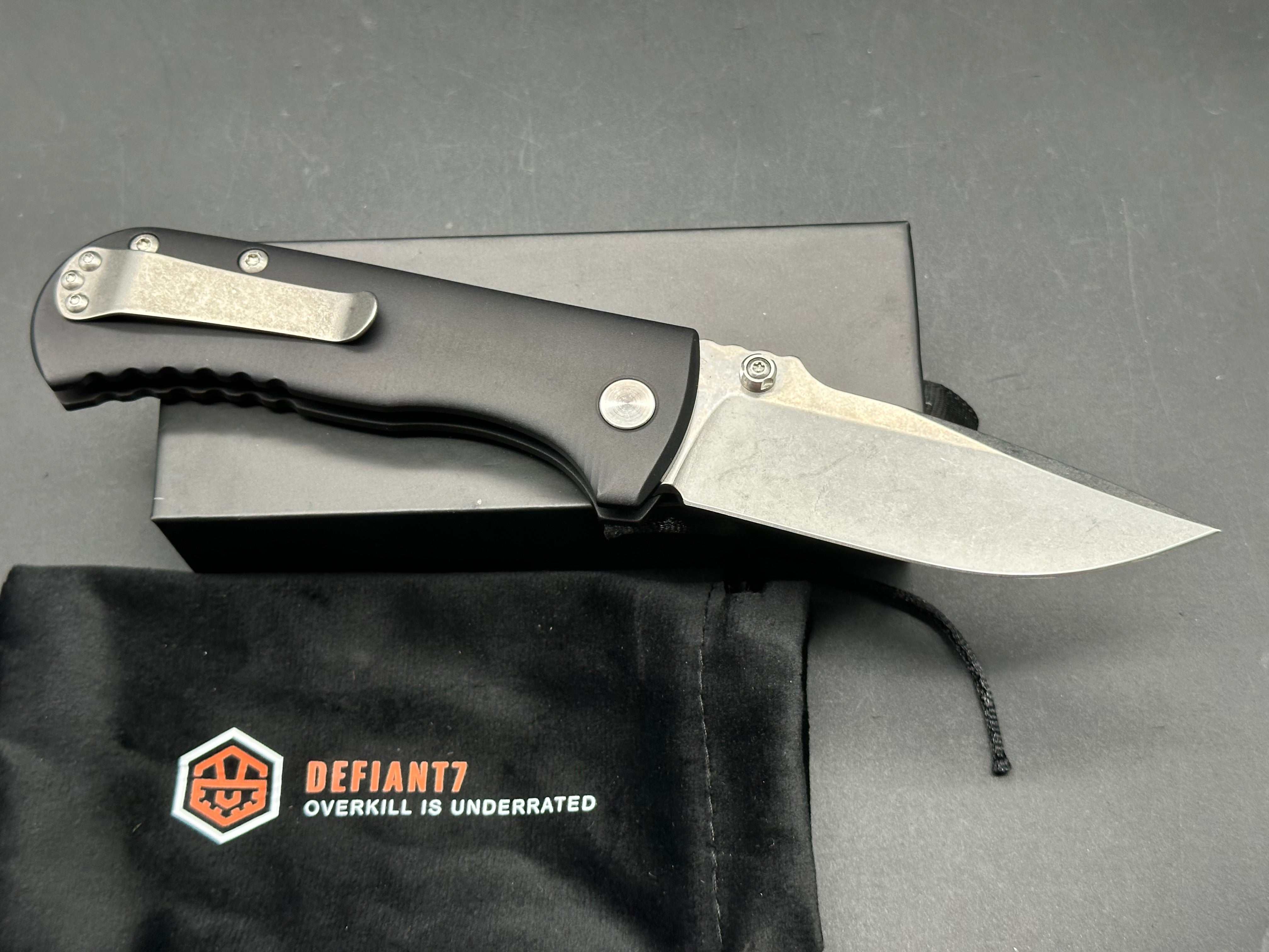 Defiant-7 Talos Button Lock with Magnacut Blade and Black Hardcoat Anodized Aluminum Handles