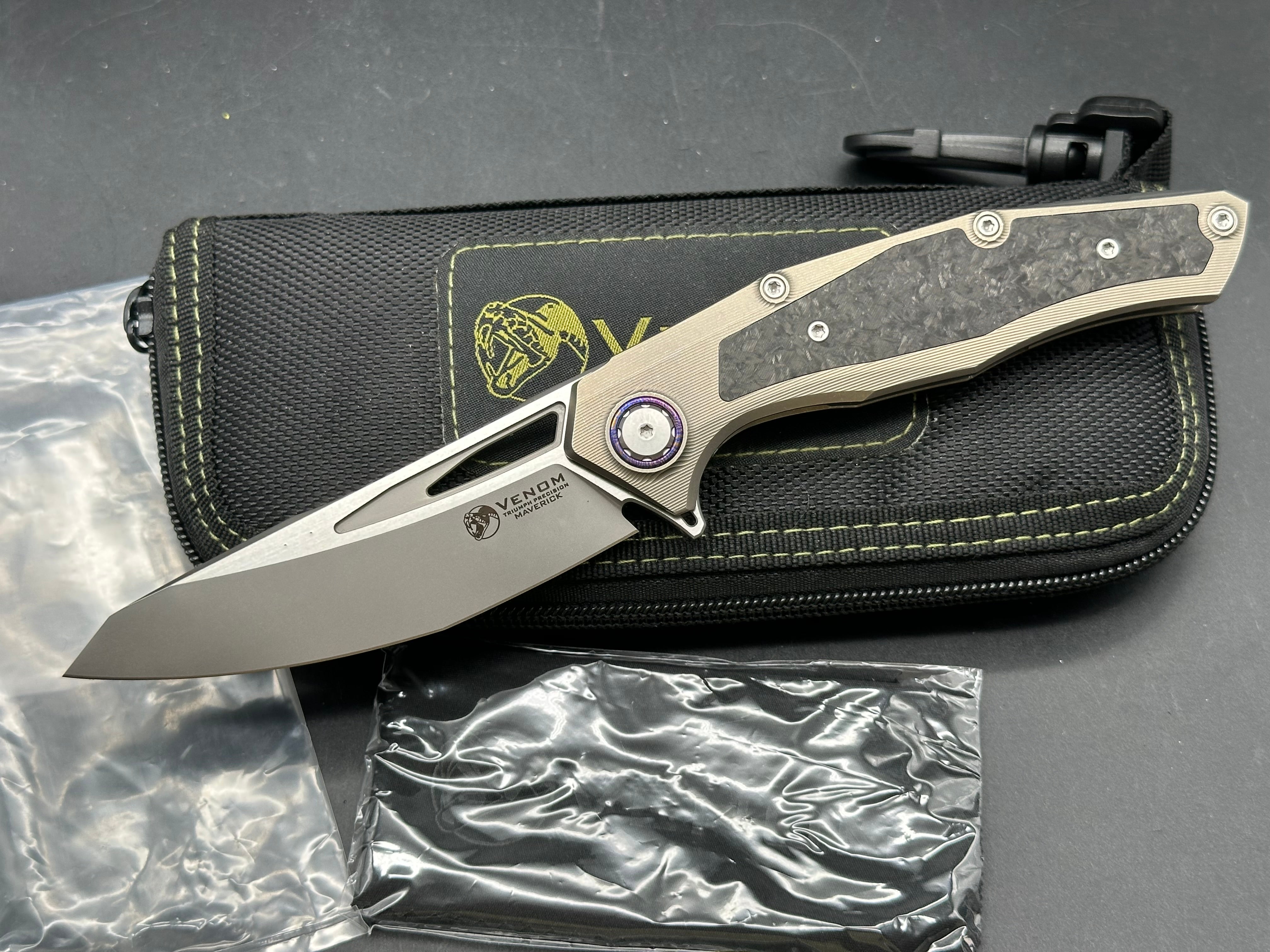 Venom Knives Maverick Titanium Carbon Fiber M390 Folder