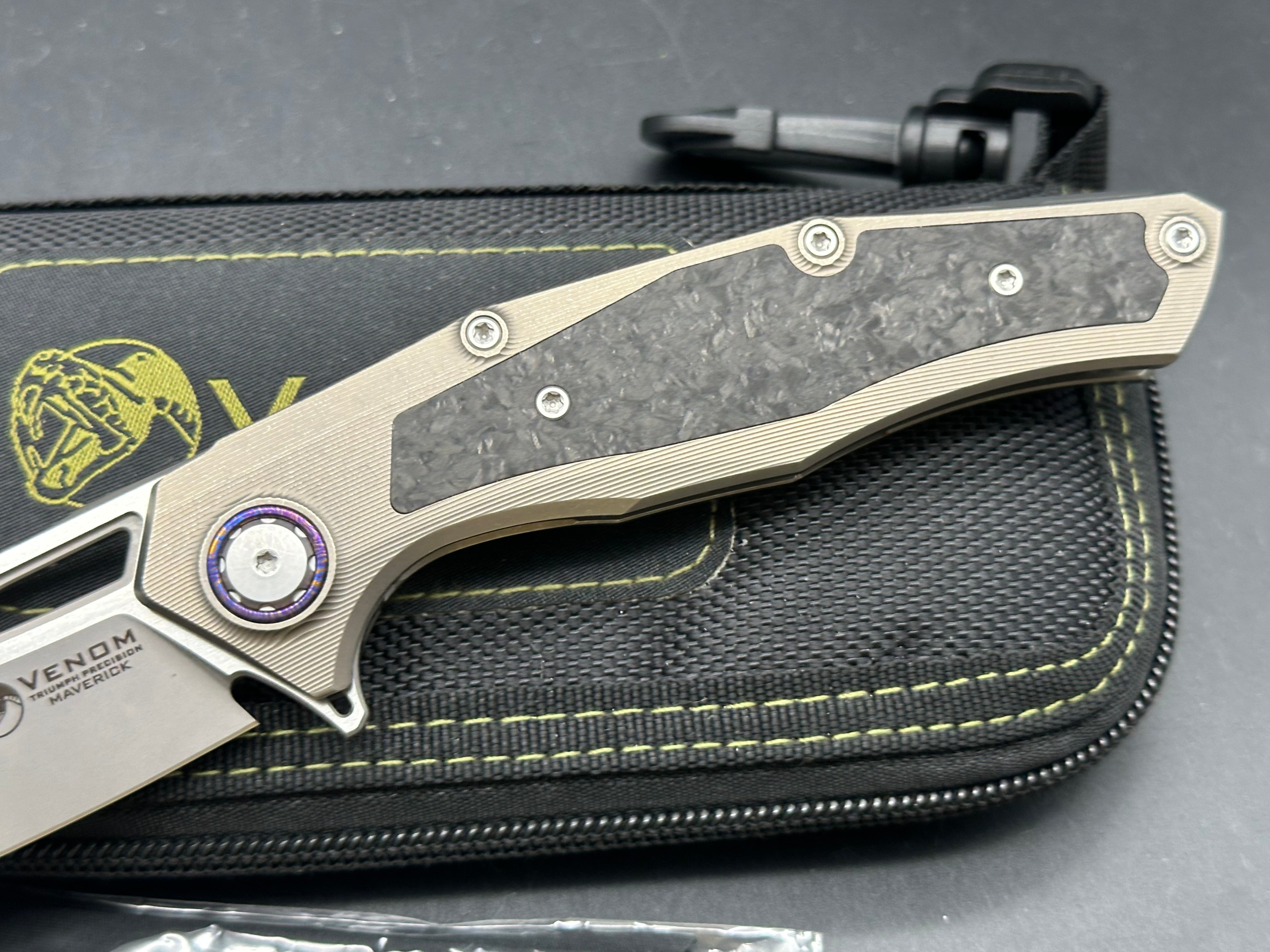 Venom Knives Maverick Titanium Carbon Fiber M390 Folder