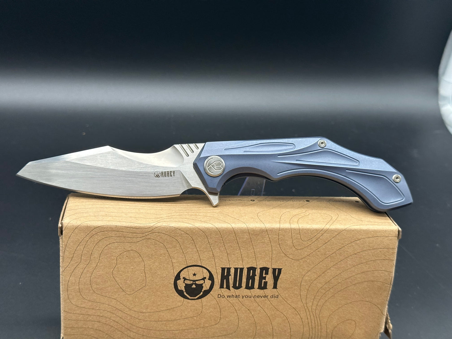 Kubey Shadow Crane KU220C S35VN polished, Blue TI handle