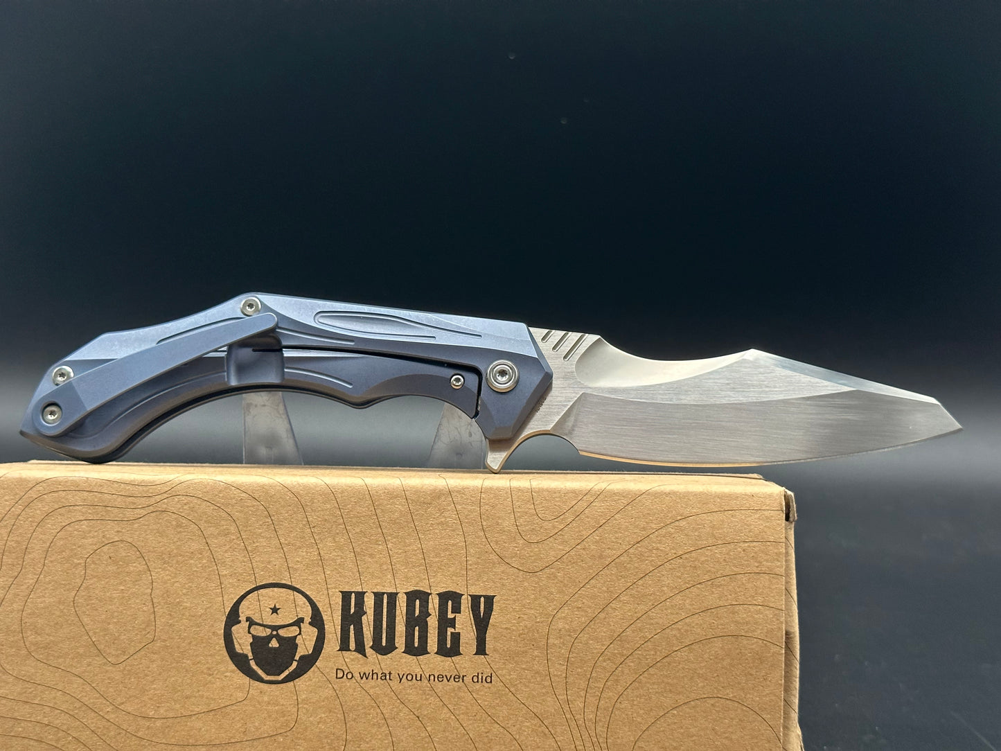 Kubey Shadow Crane KU220C S35VN polished, Blue TI handle