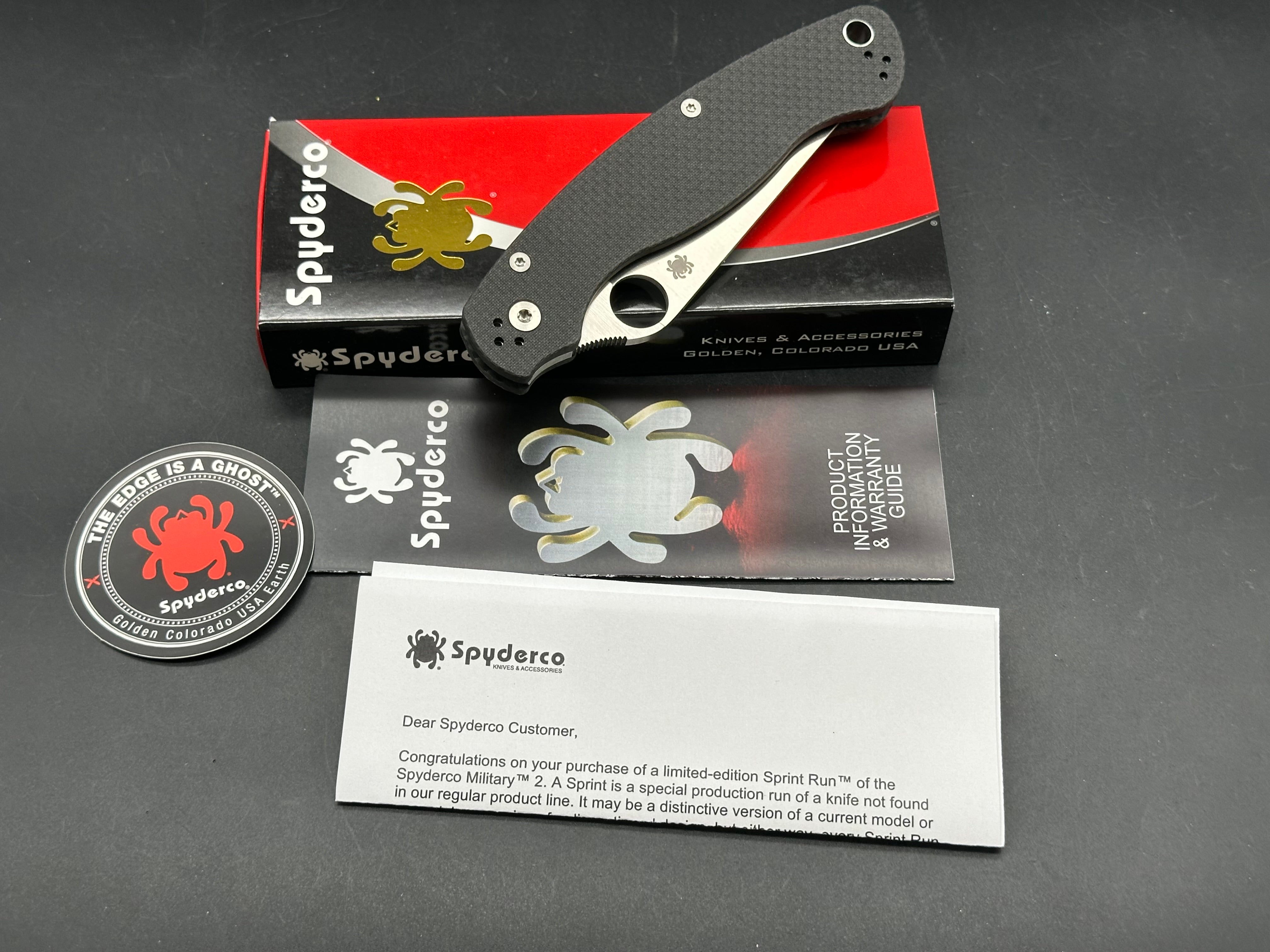 Spyderco Military 2 Compression Lock Knife Black Carbon Fiber (4" Satin S90V)