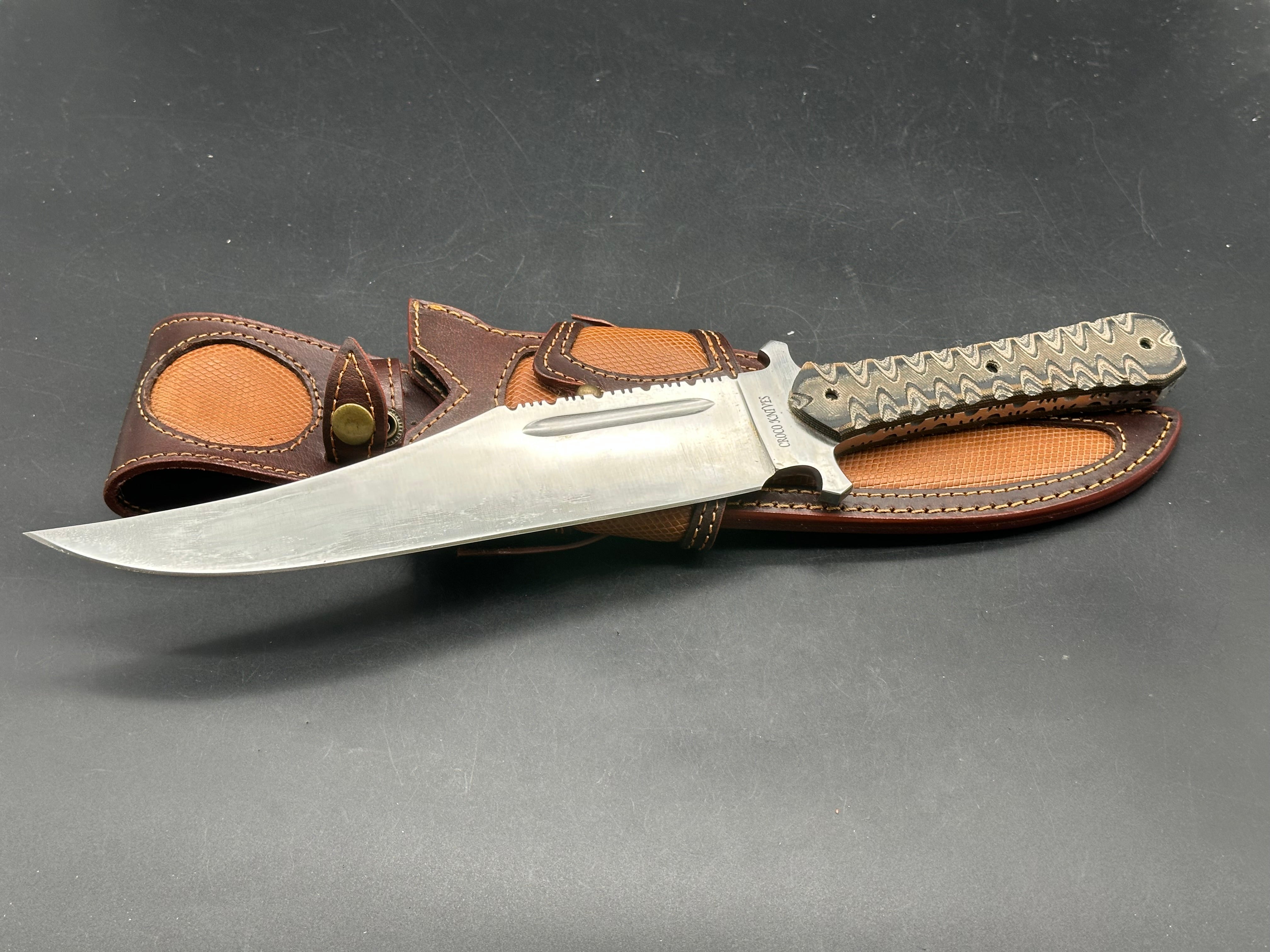DBAD Arizona Bowie Dbad/Croco knives collaboration Full Tang Blade D2 Steel