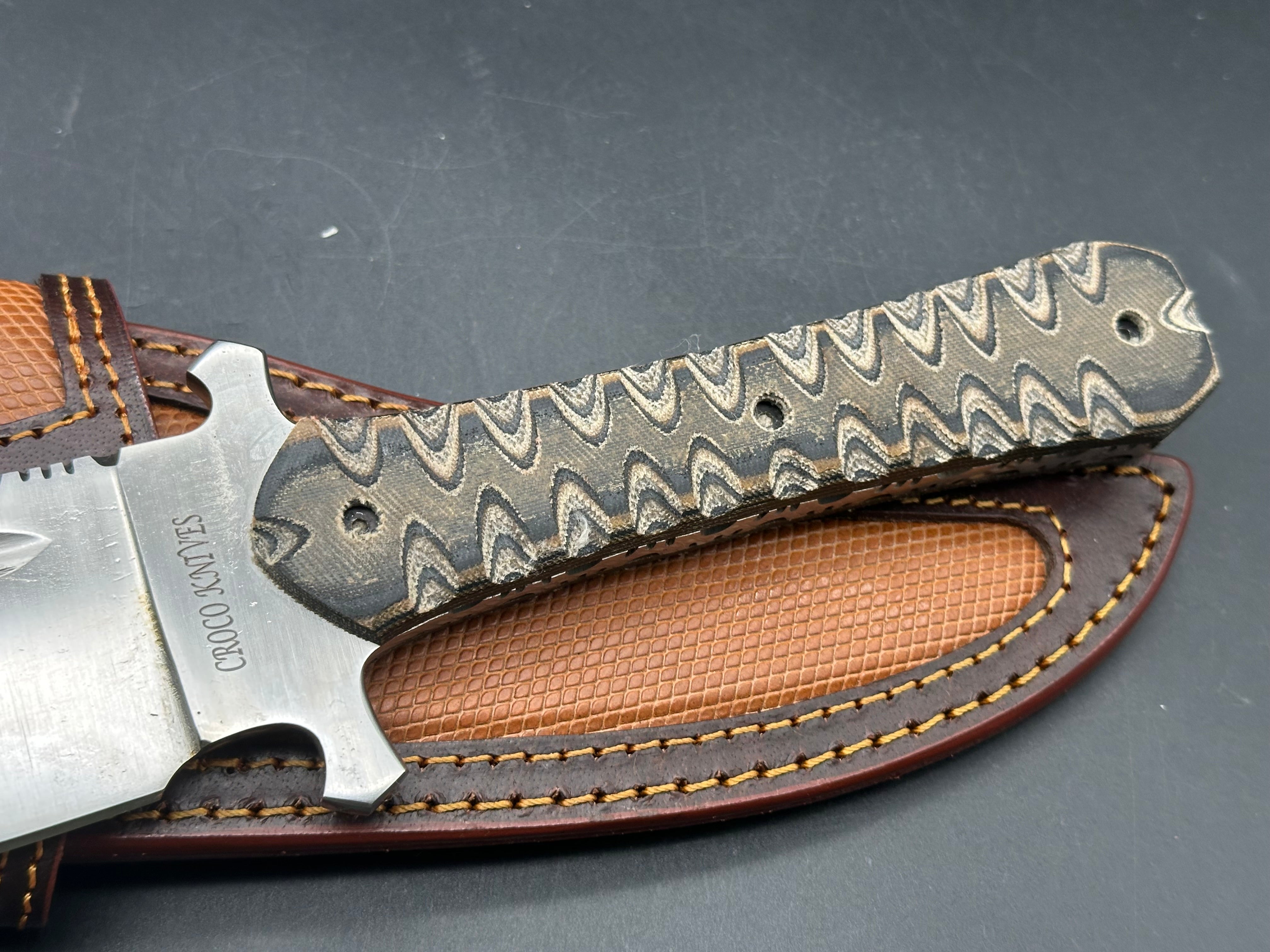 DBAD Arizona Bowie Dbad/Croco knives collaboration Full Tang Blade D2 Steel