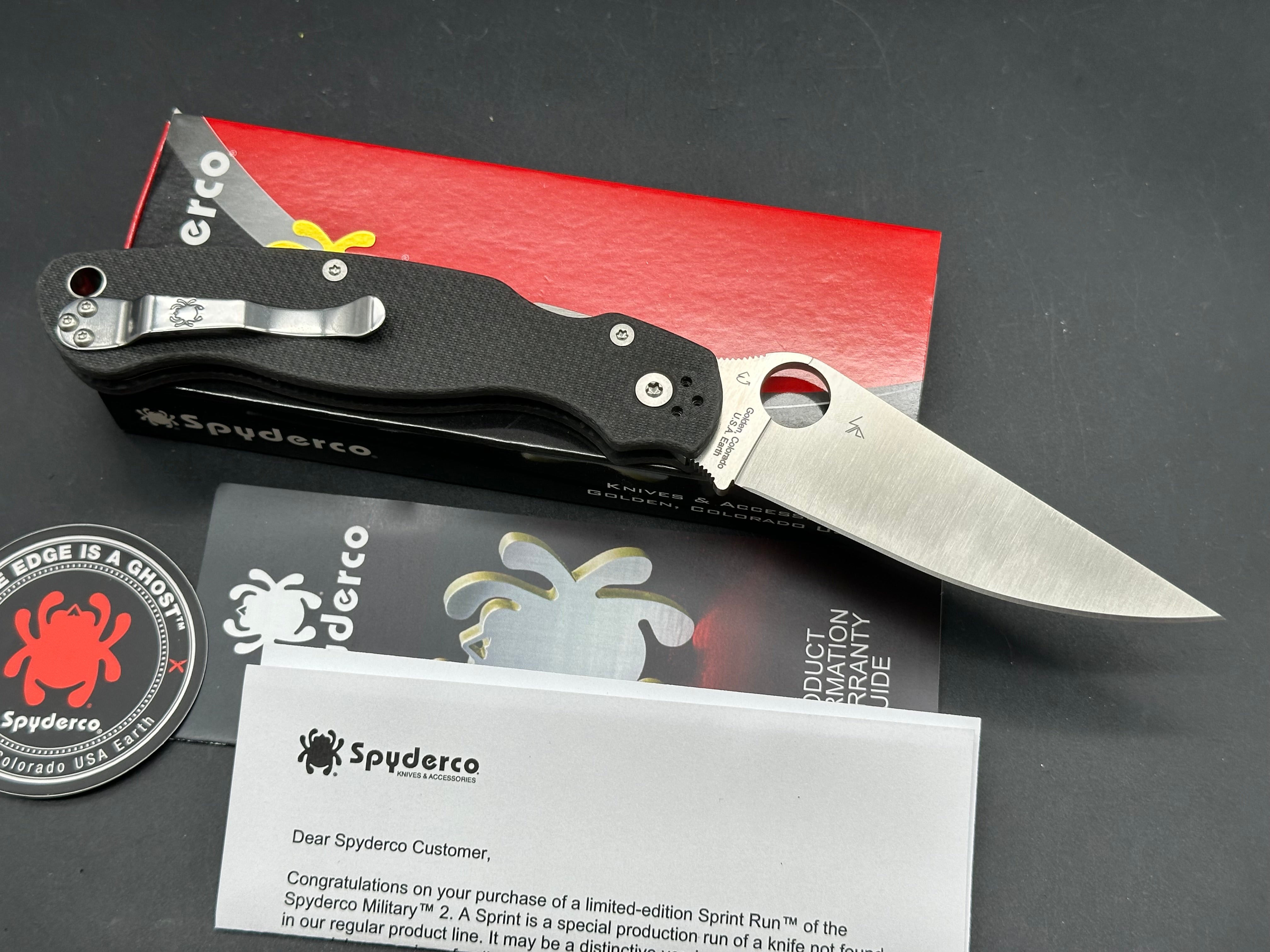 Spyderco Military 2 Compression Lock Knife Black Carbon Fiber (4" Satin S90V)