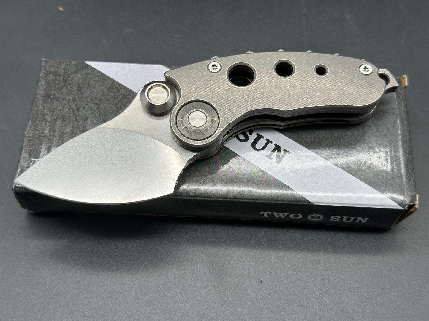 TWOSUN KNIVES TS417 WONG DESIGN POCKET KNIFE TITANIUM HANDLE D2 STEEL