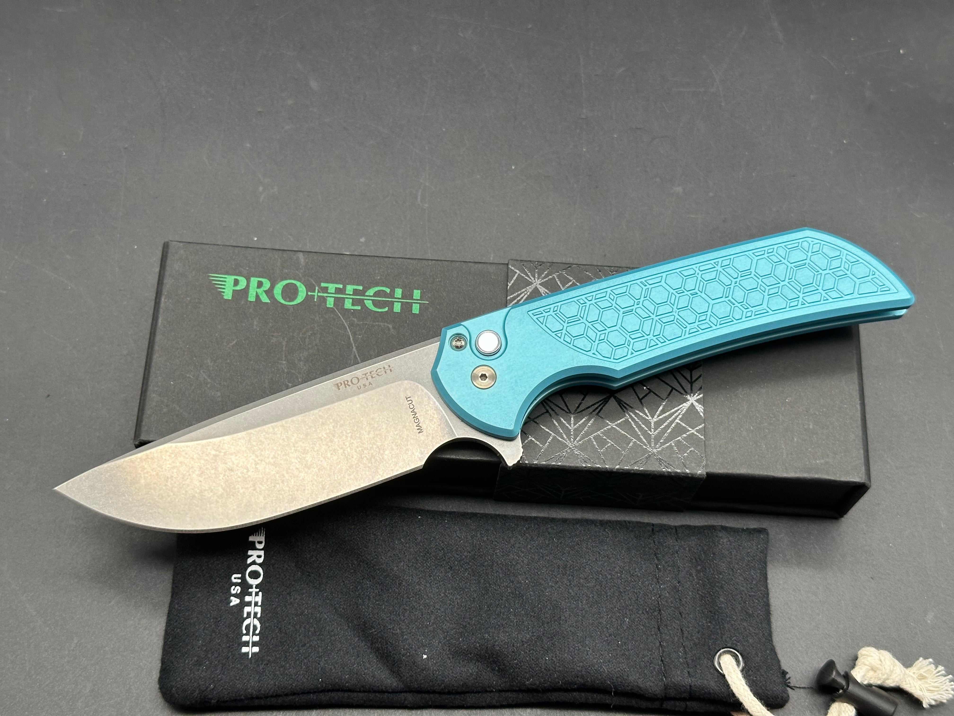 Pro-Tech Mordax MagnaCut Button Lock Knife Gridlock Tiffany Blue Aluminum (3.5" SW)
