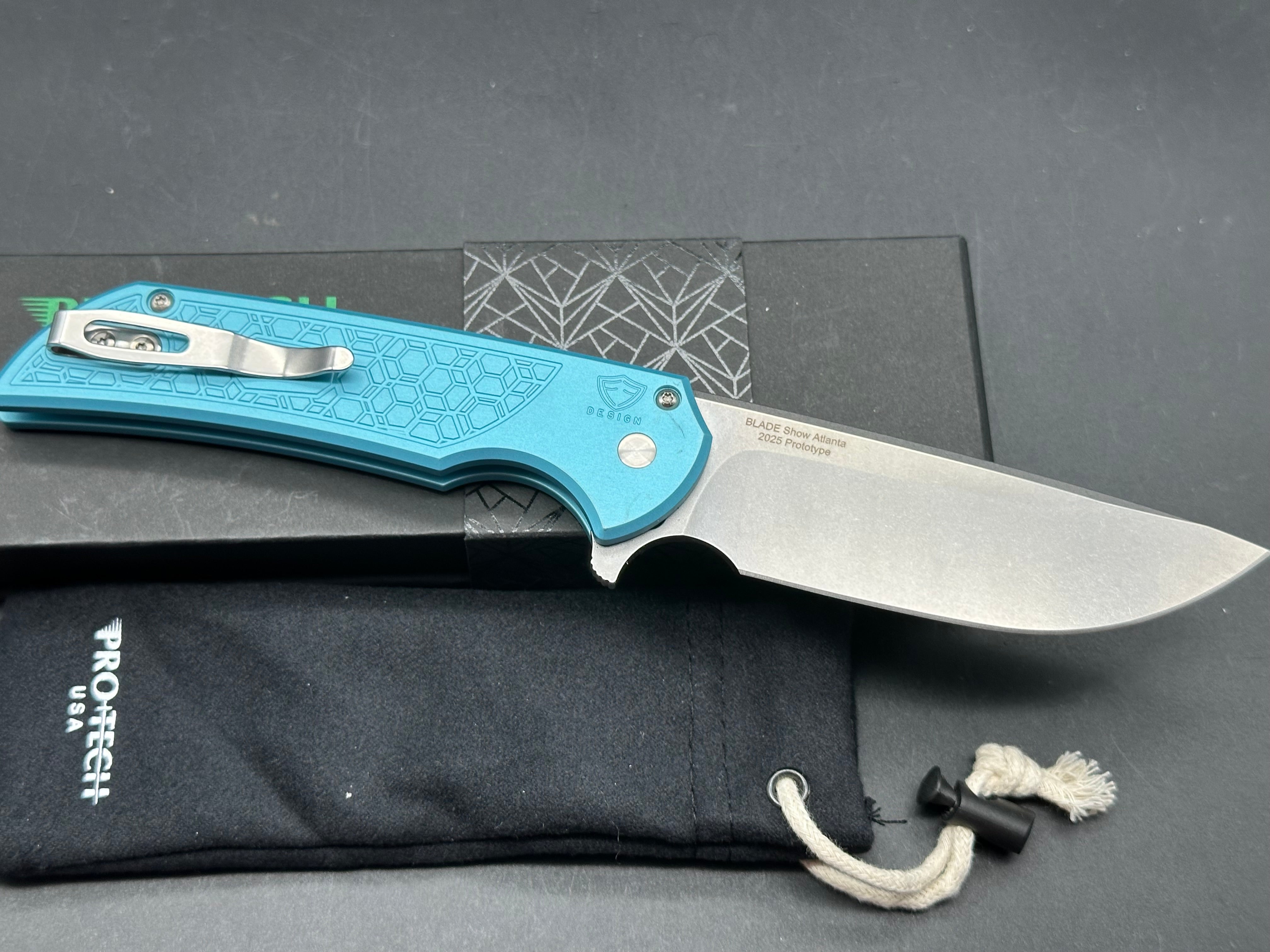 Pro-Tech Mordax MagnaCut Button Lock Knife Gridlock Tiffany Blue Aluminum (3.5" SW)
