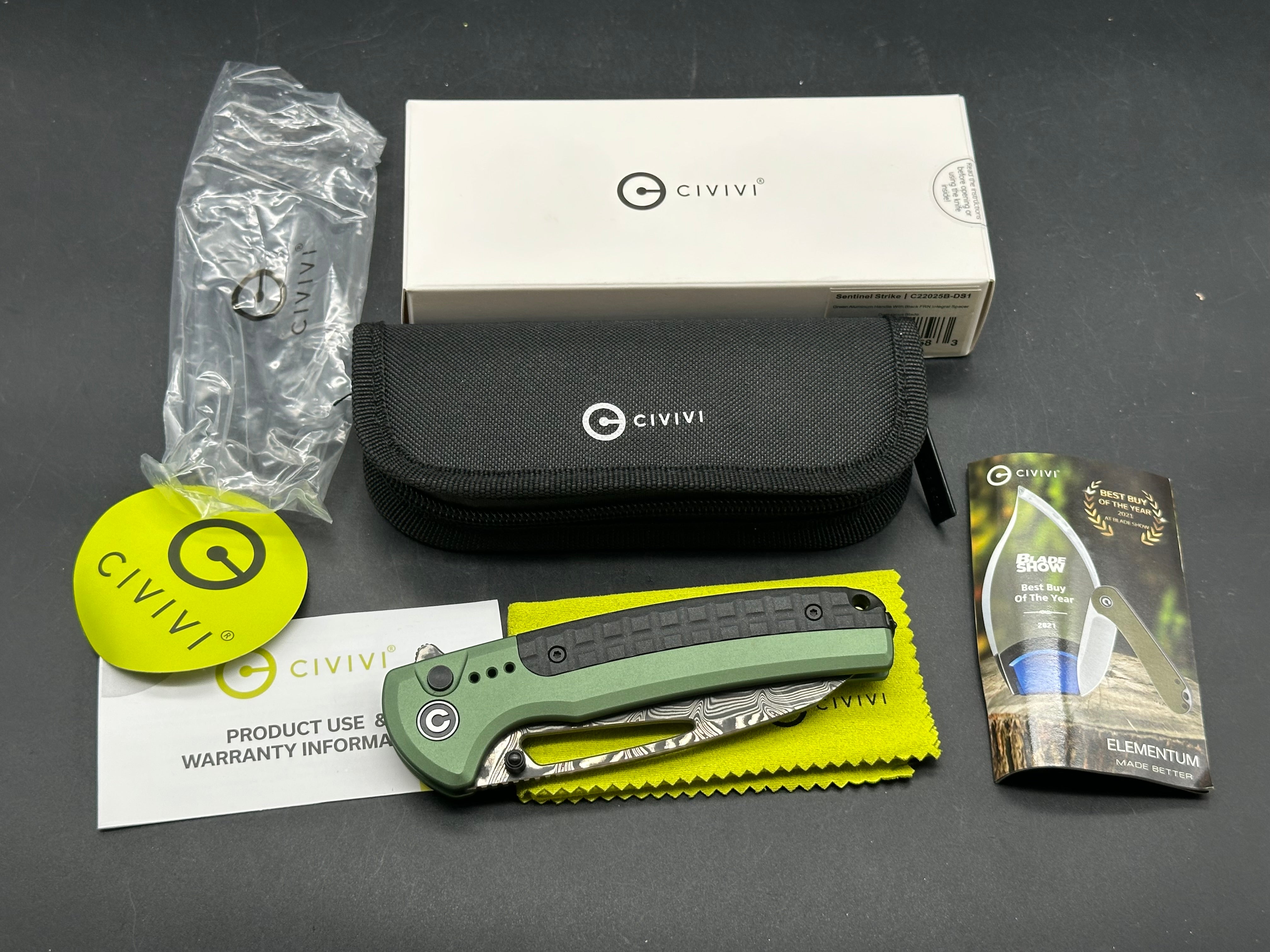 CIVIVI SENTINEL STRIKE FOLDING KNIFE GREEN ALUMINUM