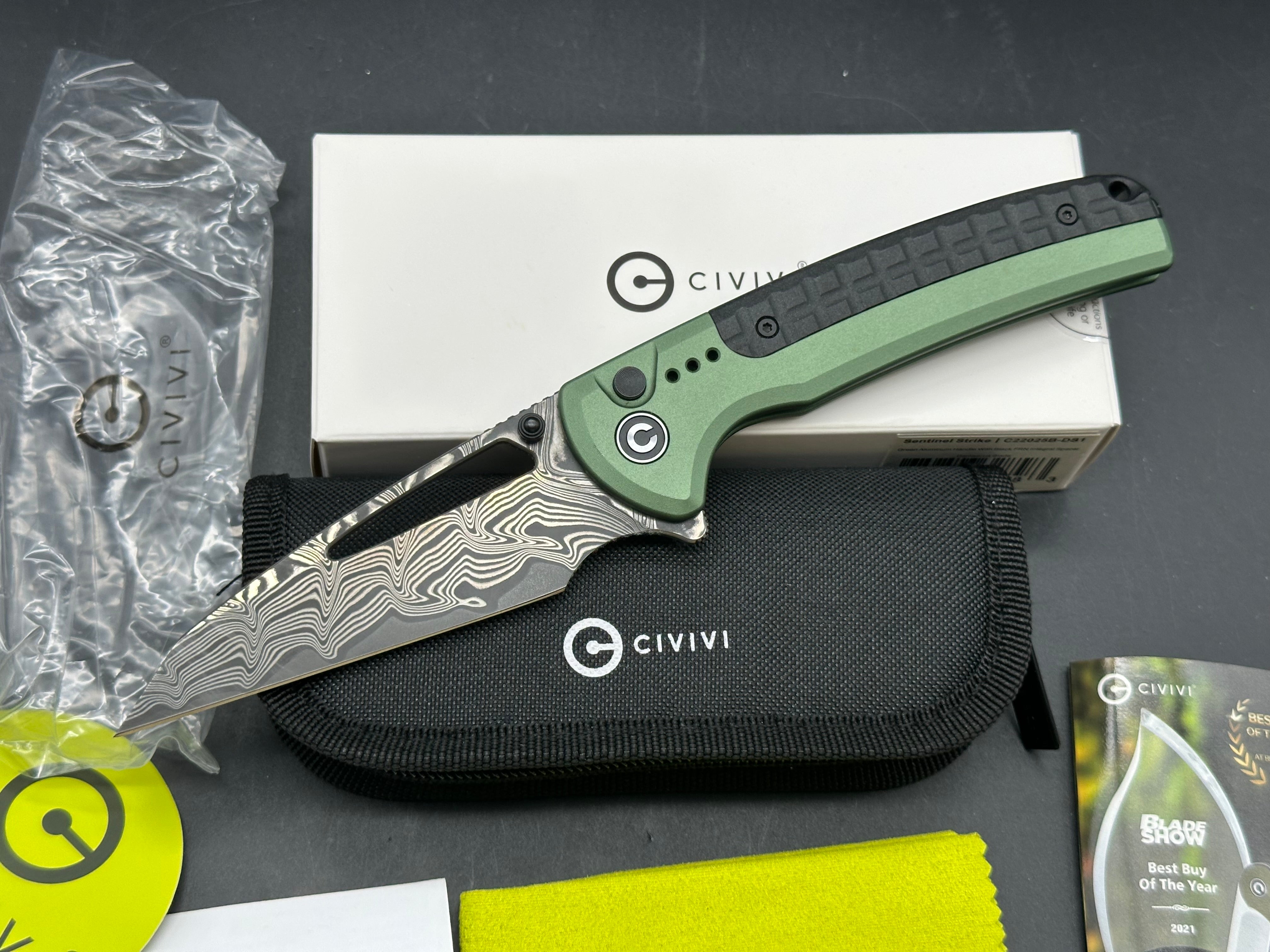 CIVIVI SENTINEL STRIKE FOLDING KNIFE GREEN ALUMINUM