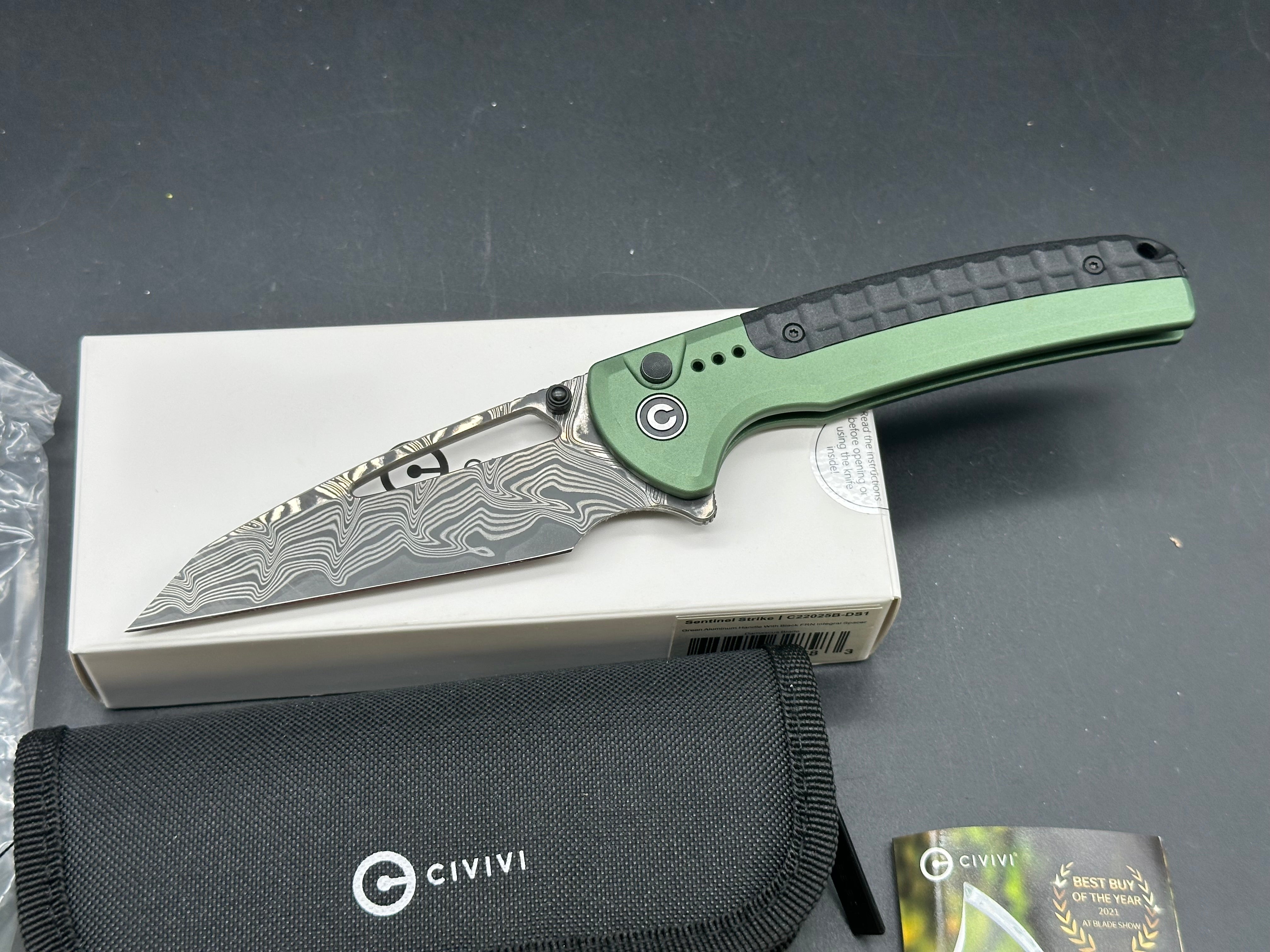 CIVIVI SENTINEL STRIKE FOLDING KNIFE GREEN ALUMINUM