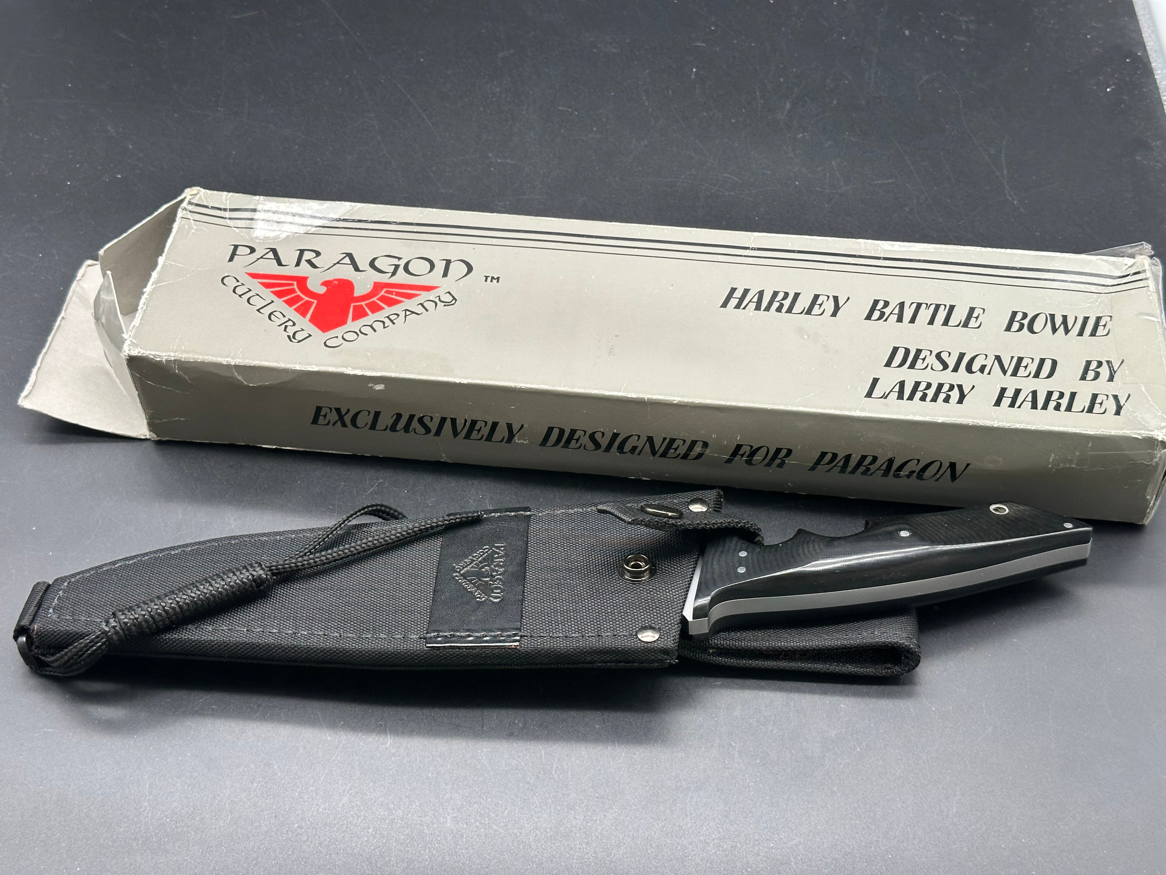 Harley Battle Bowie  Paragon (Seki Japan) collaborated with Larry Harley to replicate his Battle Bowie.  13 1/2" total length,blade is 8"