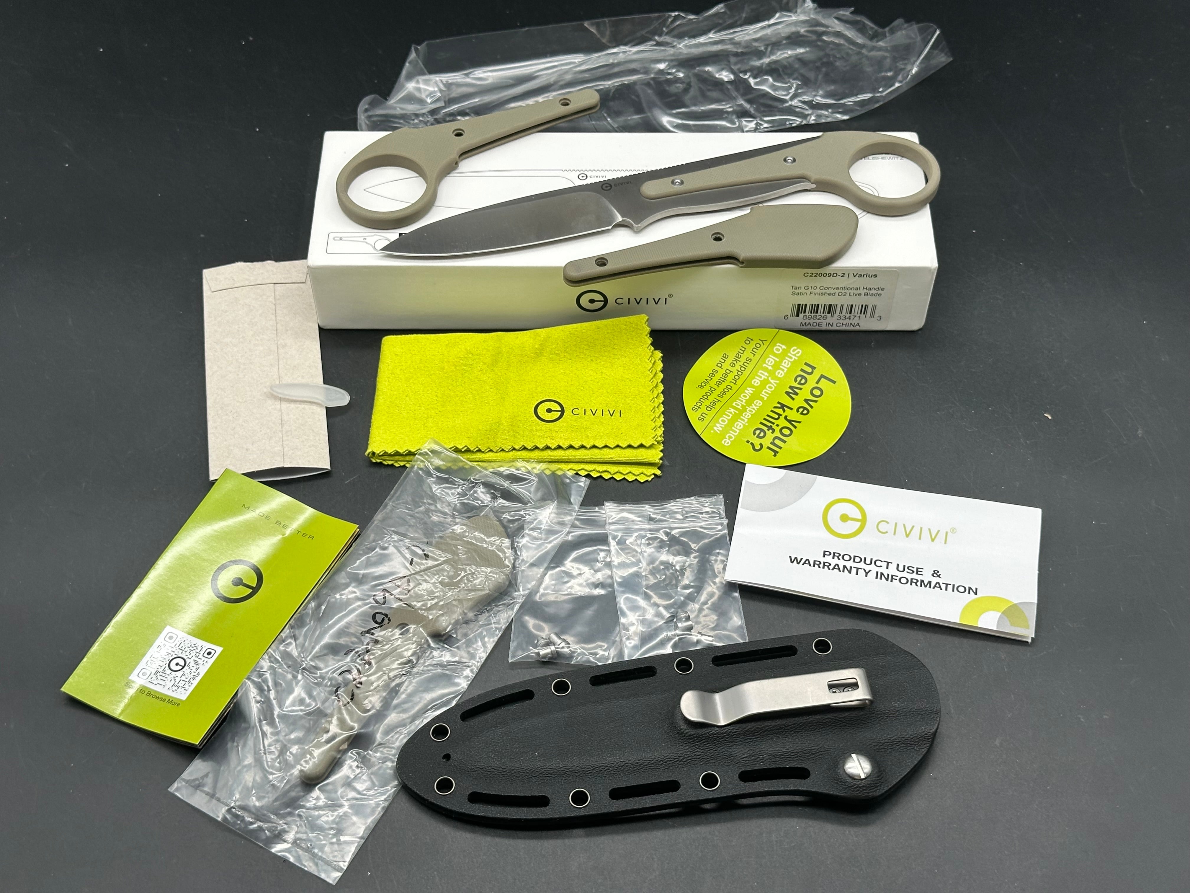 CIVIVI Varius Fixed Blade Knife Tan G-10 (3.75" Satin)