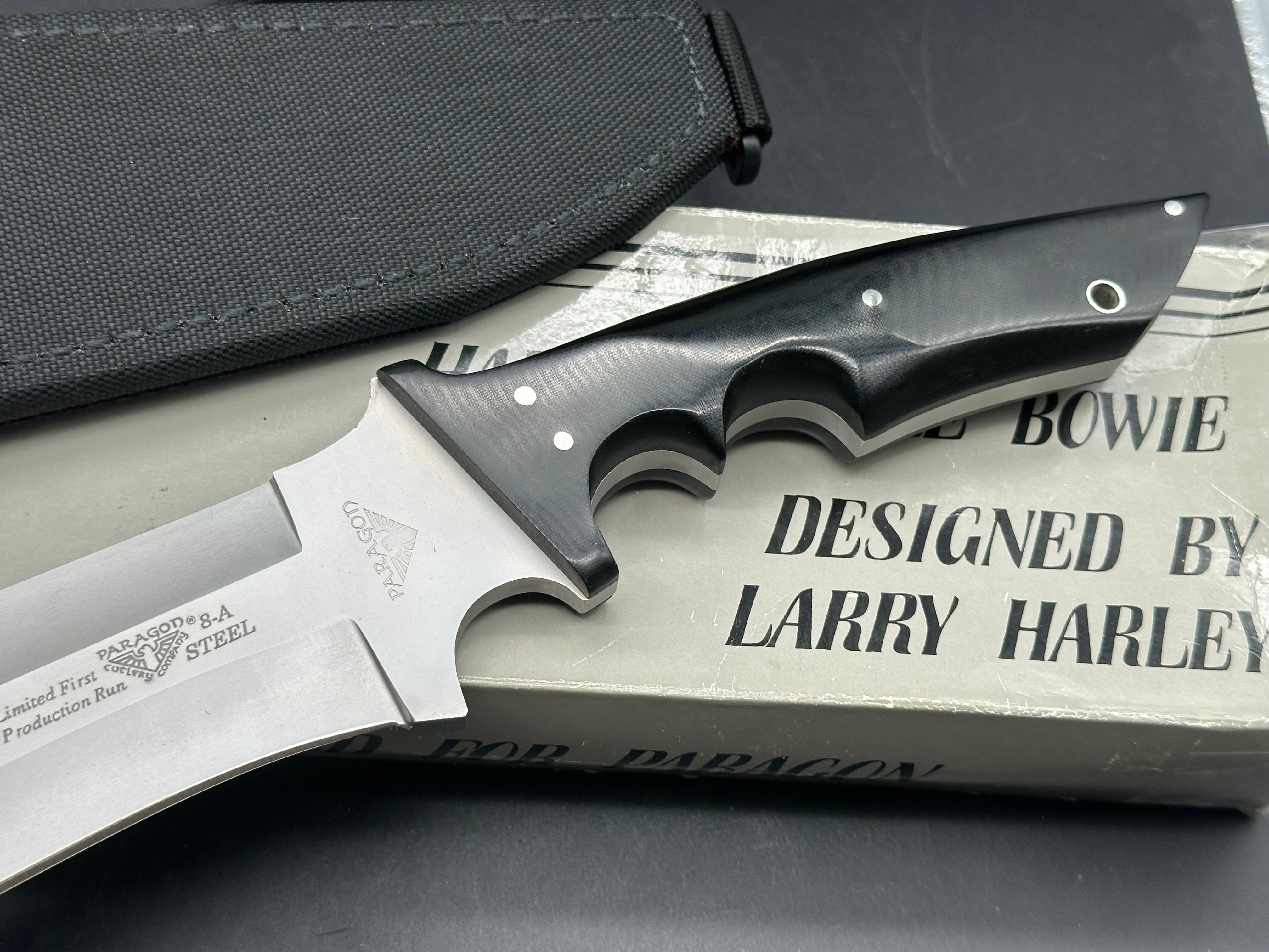 Harley Battle Bowie  Paragon (Seki Japan) collaborated with Larry Harley to replicate his Battle Bowie.  13 1/2" total length,blade is 8"