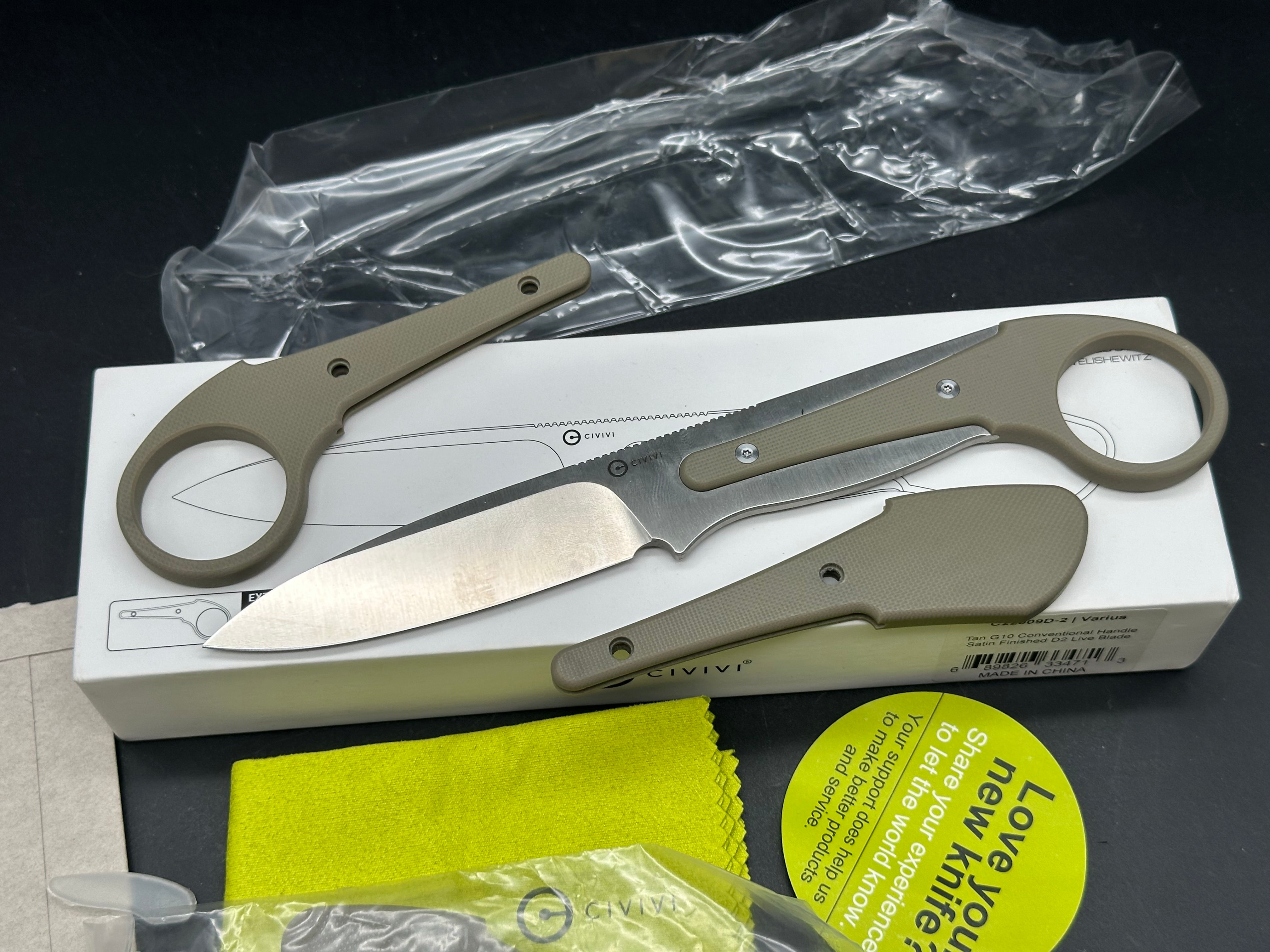 CIVIVI Varius Fixed Blade Knife Tan G-10 (3.75" Satin)