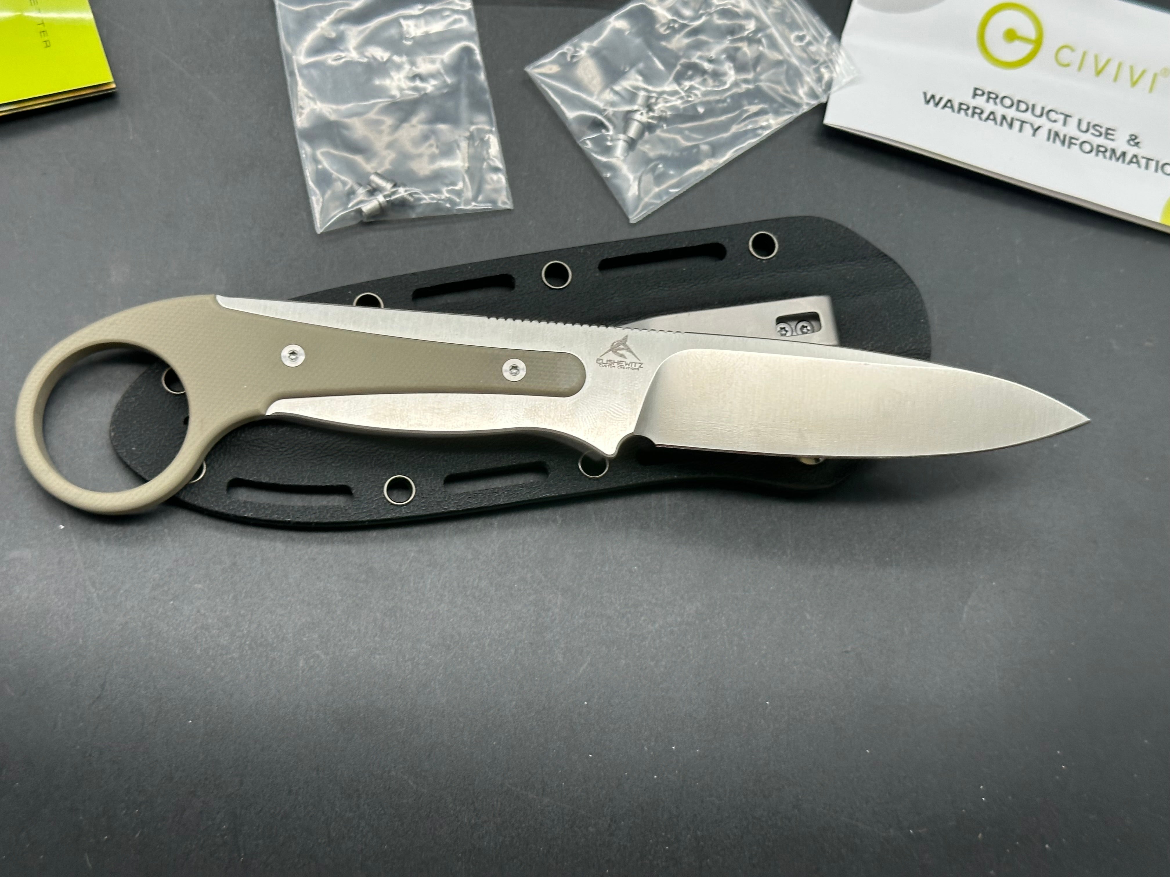 CIVIVI Varius Fixed Blade Knife Tan G-10 (3.75" Satin)