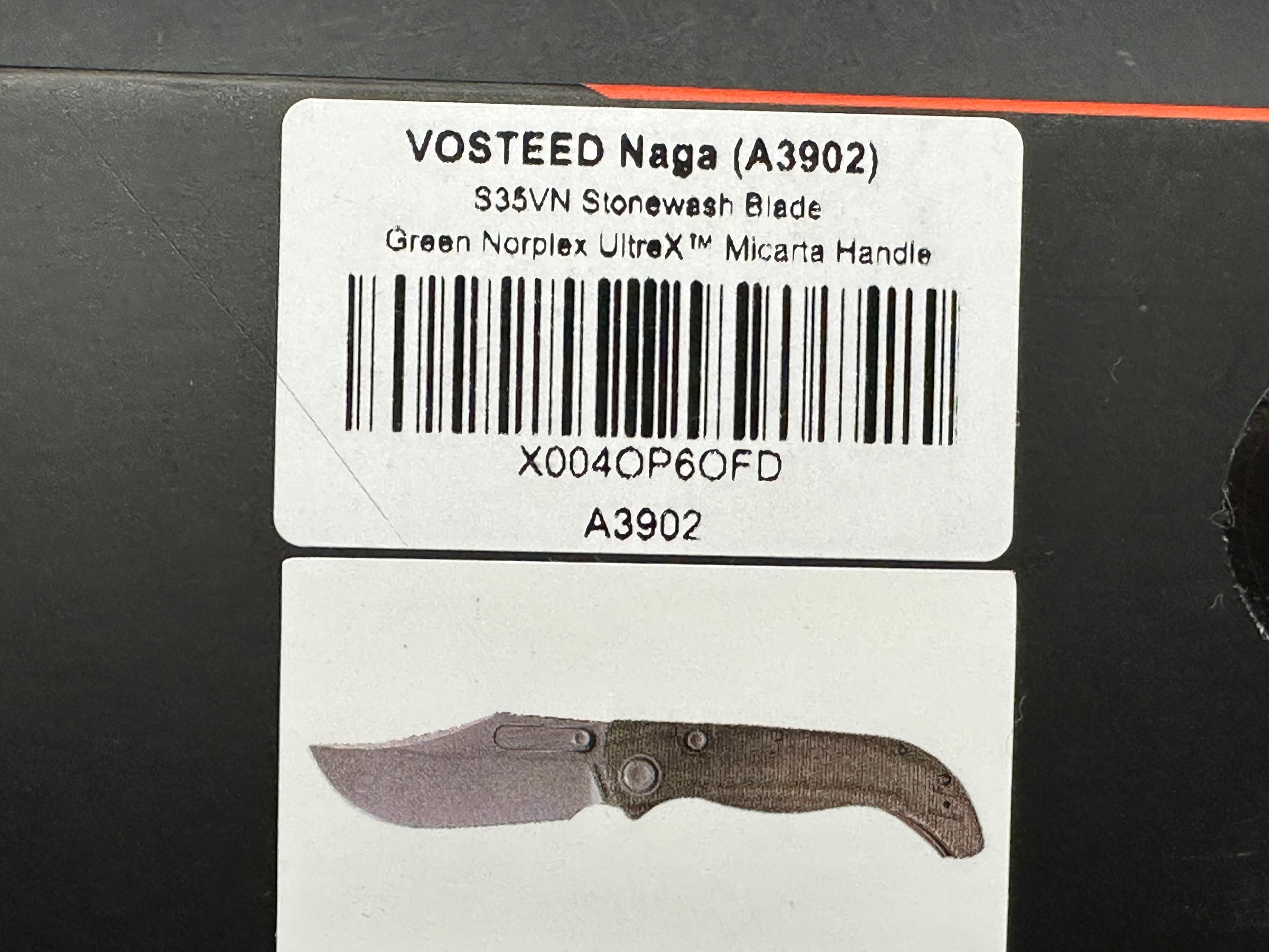 Vosteed Naga 3.47" CPM S35VN Stonewash Blade with Green Micarta Scales
