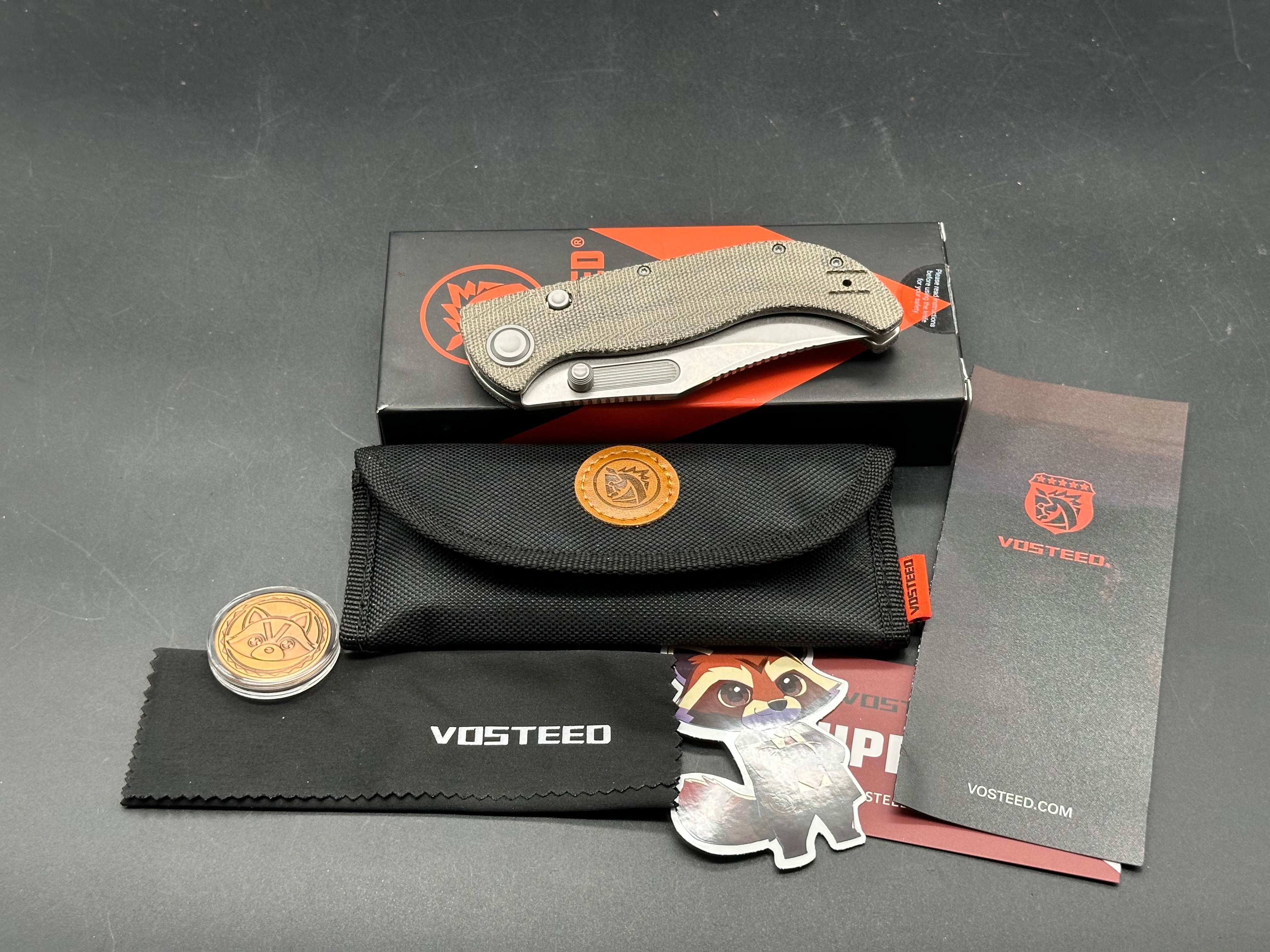 Vosteed Naga 3.47" CPM S35VN Stonewash Blade with Green Micarta Scales