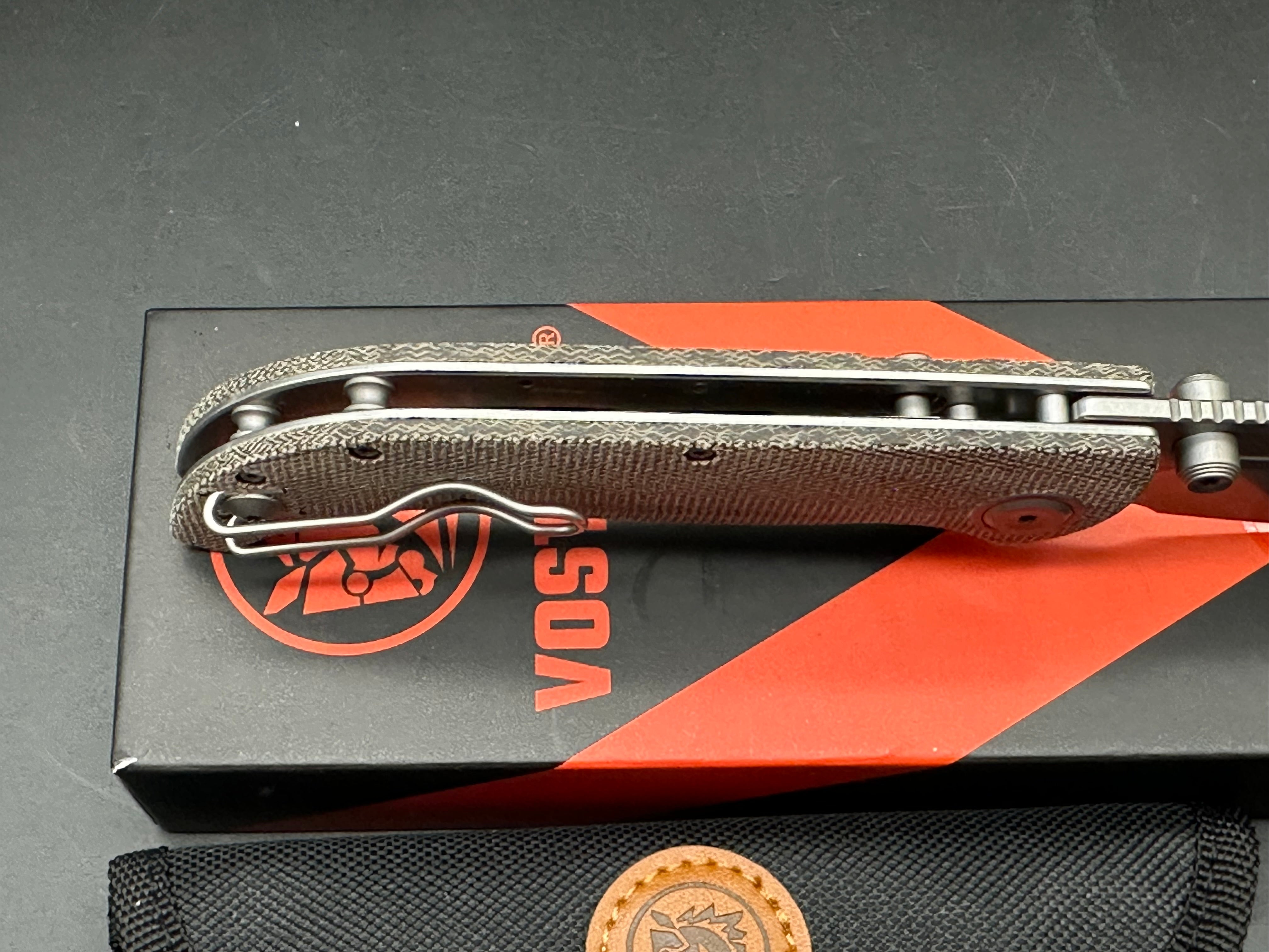 Vosteed Naga 3.47" CPM S35VN Stonewash Blade with Green Micarta Scales