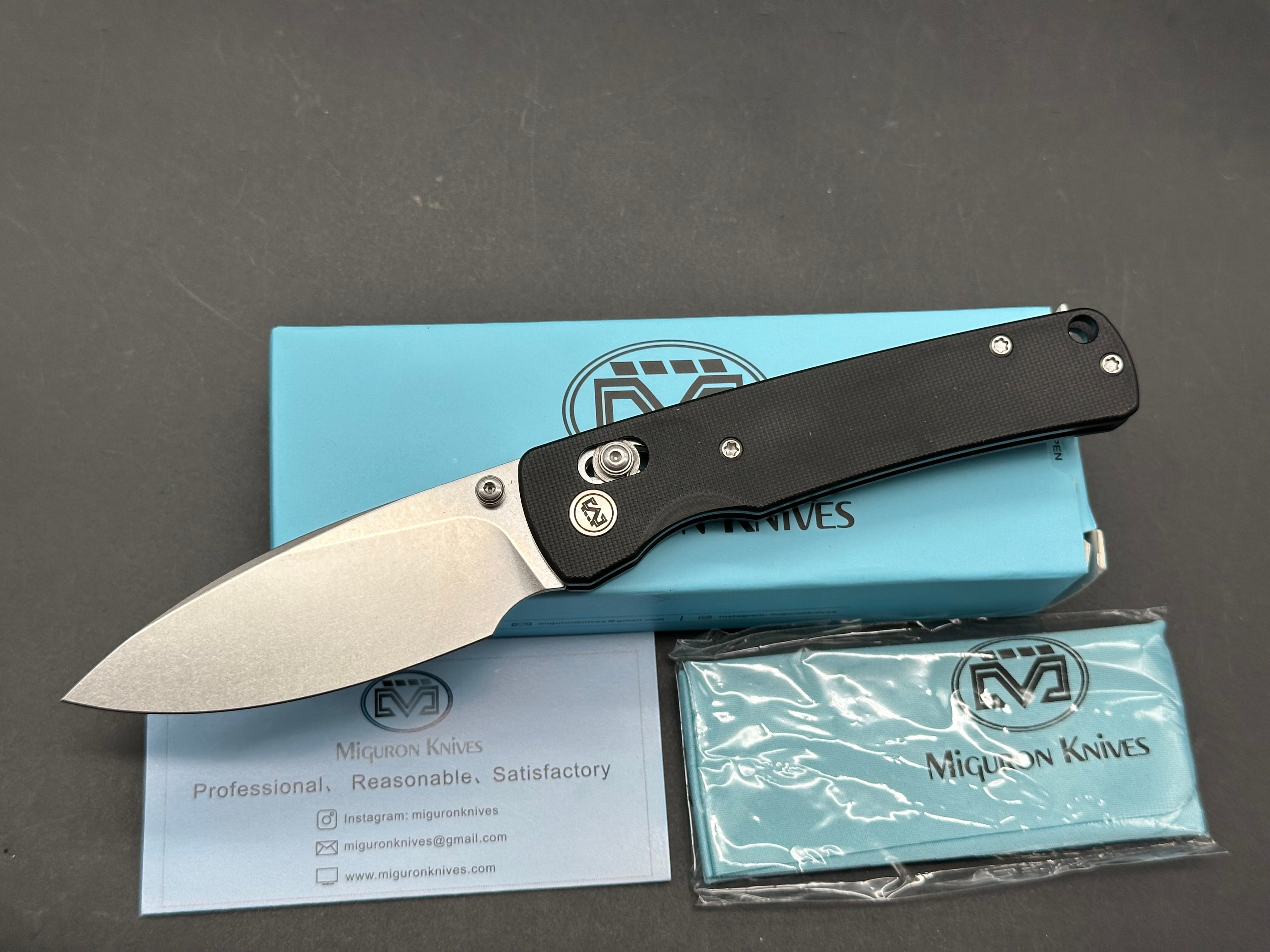 Miguron Vakor 3.15" 14C28N Stonewash Blade with Black G10 Scales