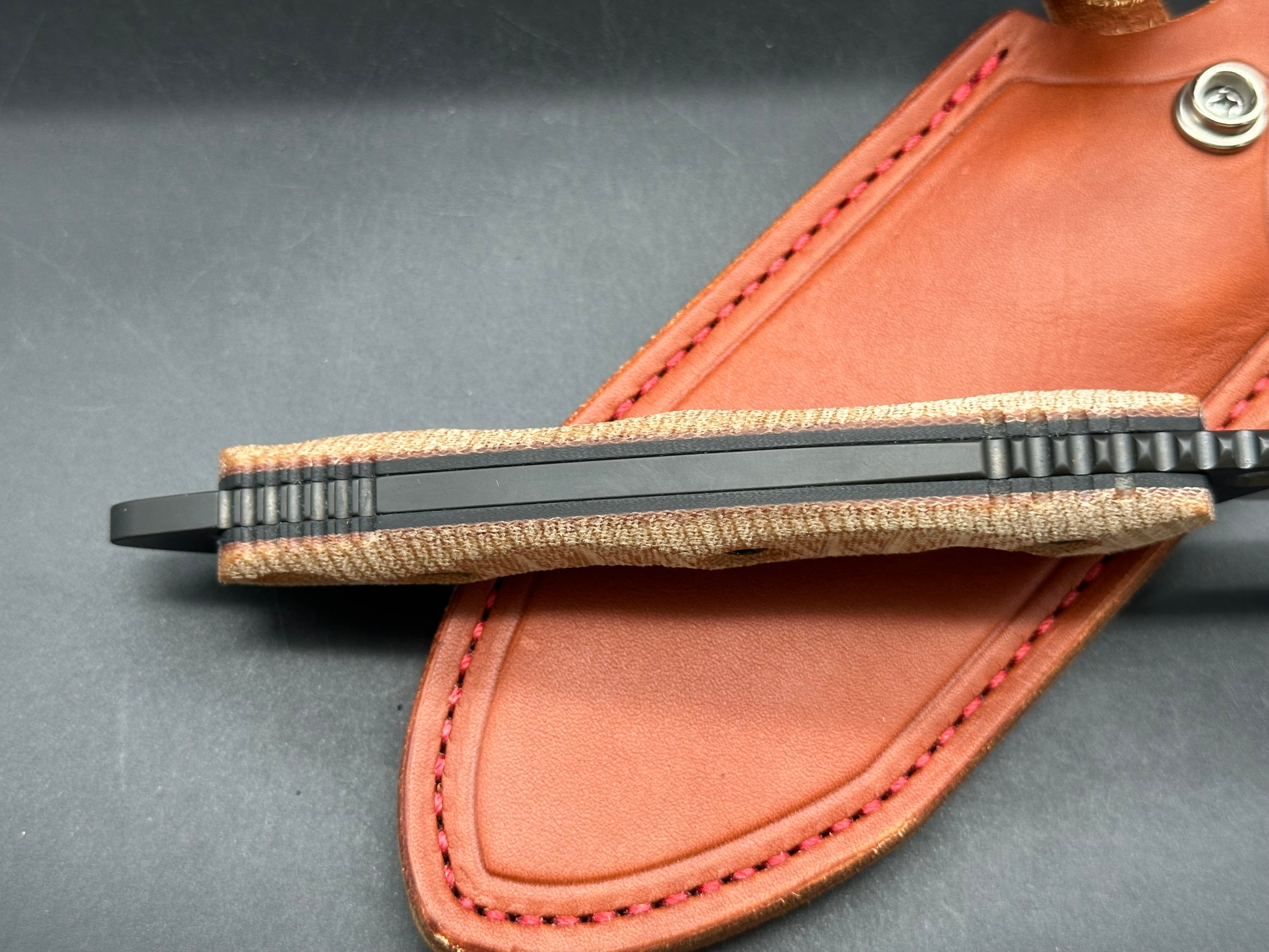 FOBOS Knives Cacula Fixed Blade Knife 4.31" CPM-S35VN Black PVD Drop Point, Natural Micarta w/ Black Liners