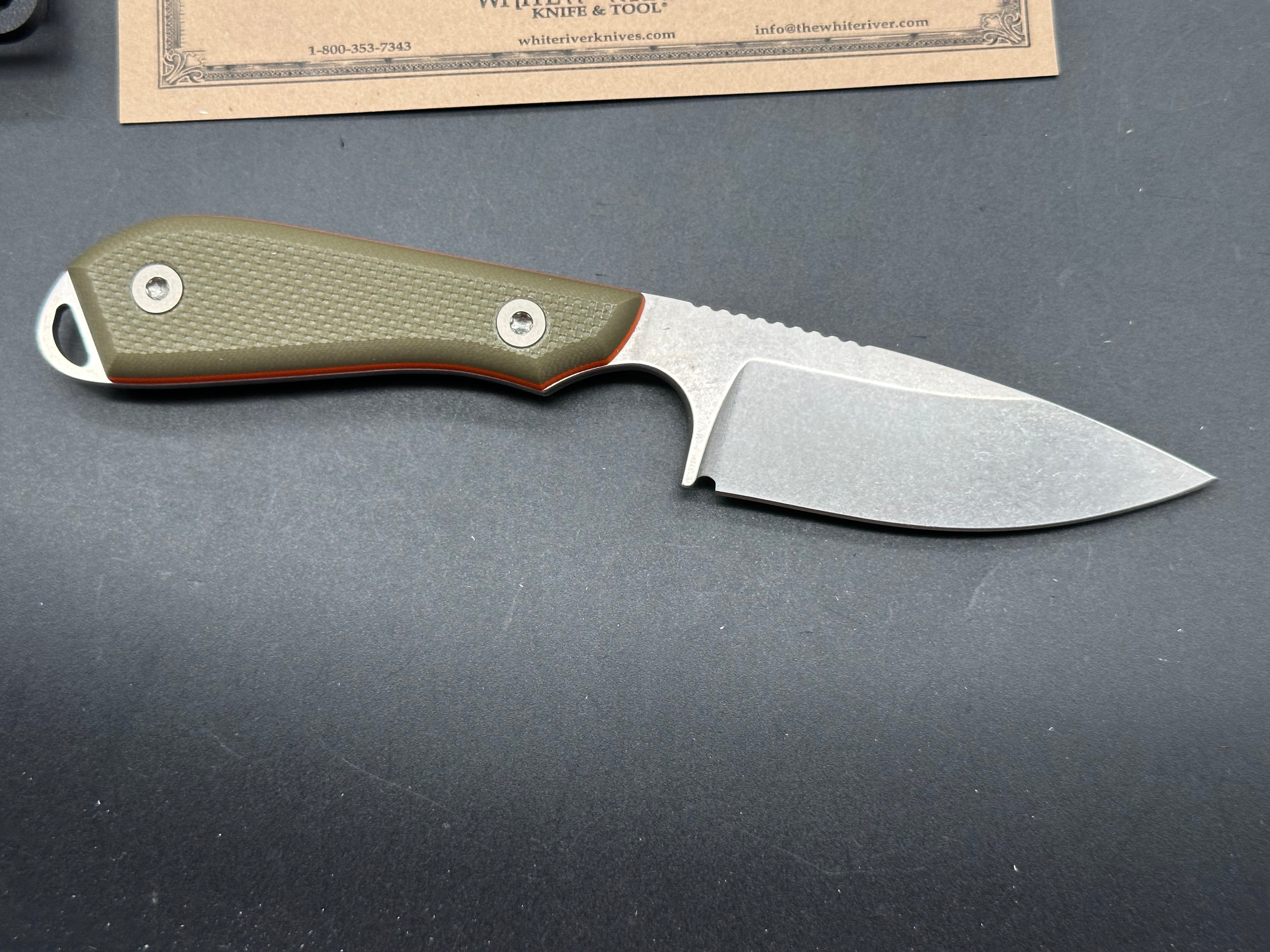 White River M1 Pro 3" CPM MagnaCut Stonewash Fixed Blade with OD Green Scales
