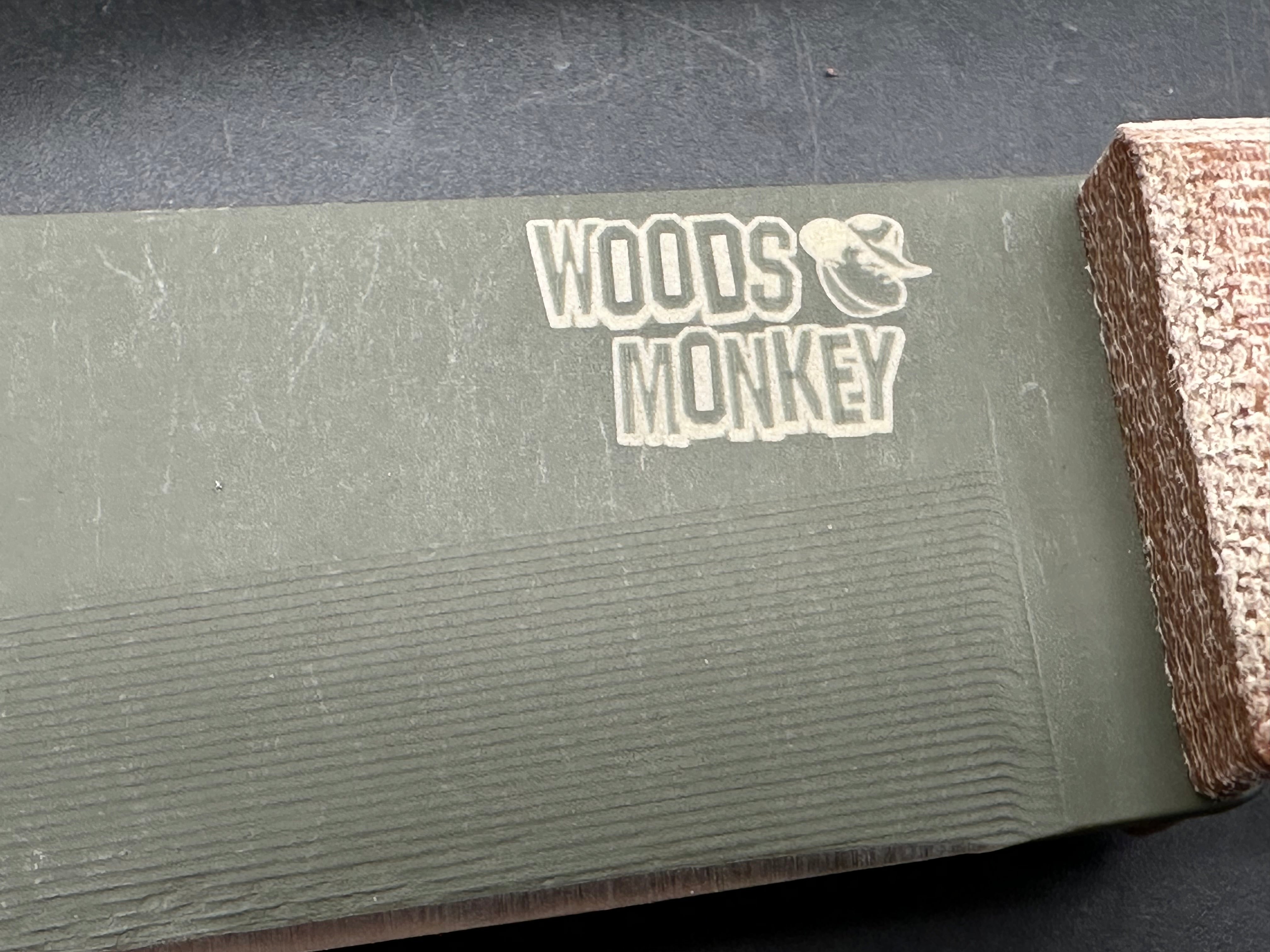 Woods Monkey Half Chete 1095 steel with OD green cerakote and natural canvas micarta handles
