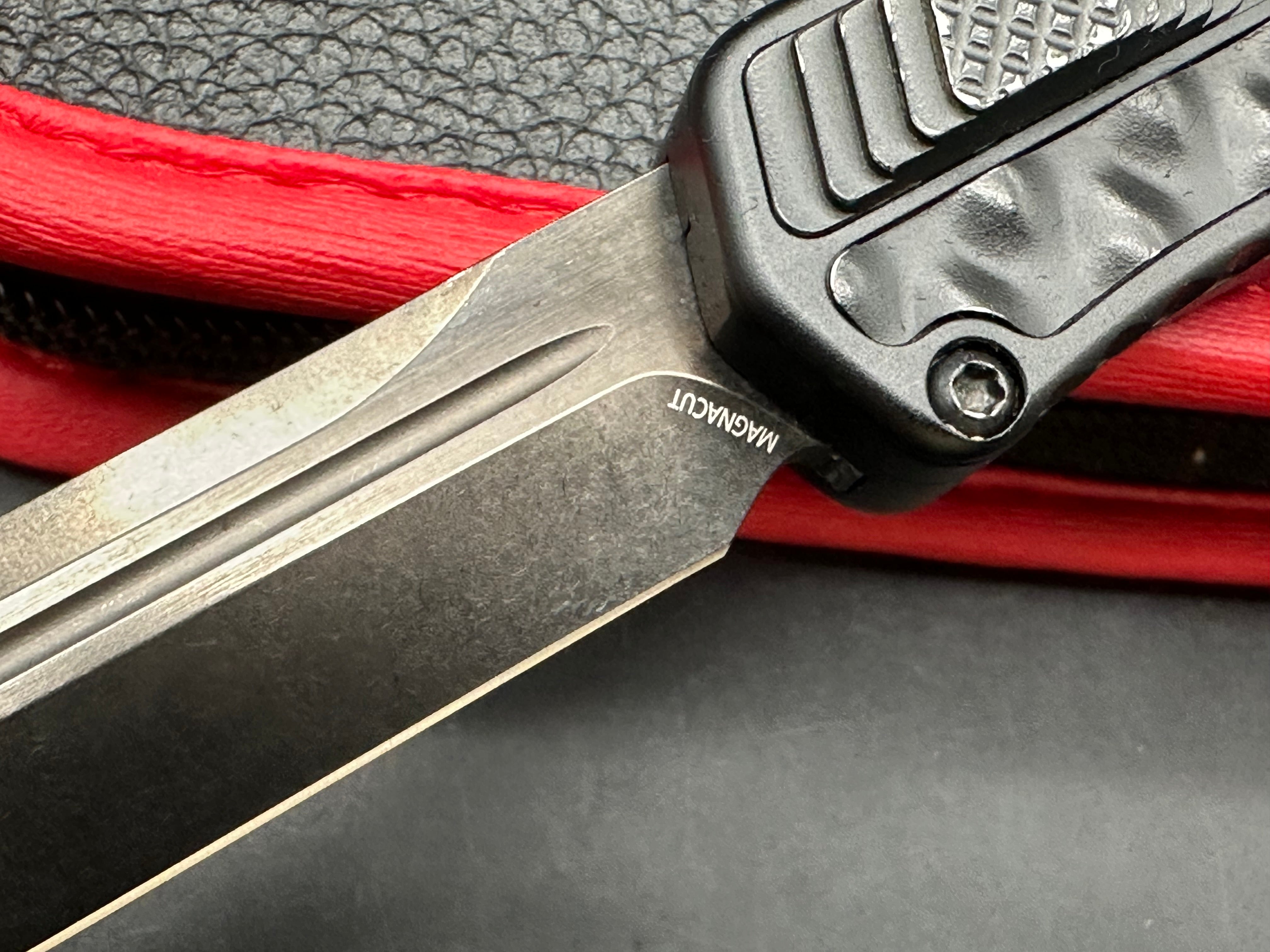 Heretic Cleric II Tanto Auto Knife Black Chassis W/Stainless Inlay (4.2" Black)