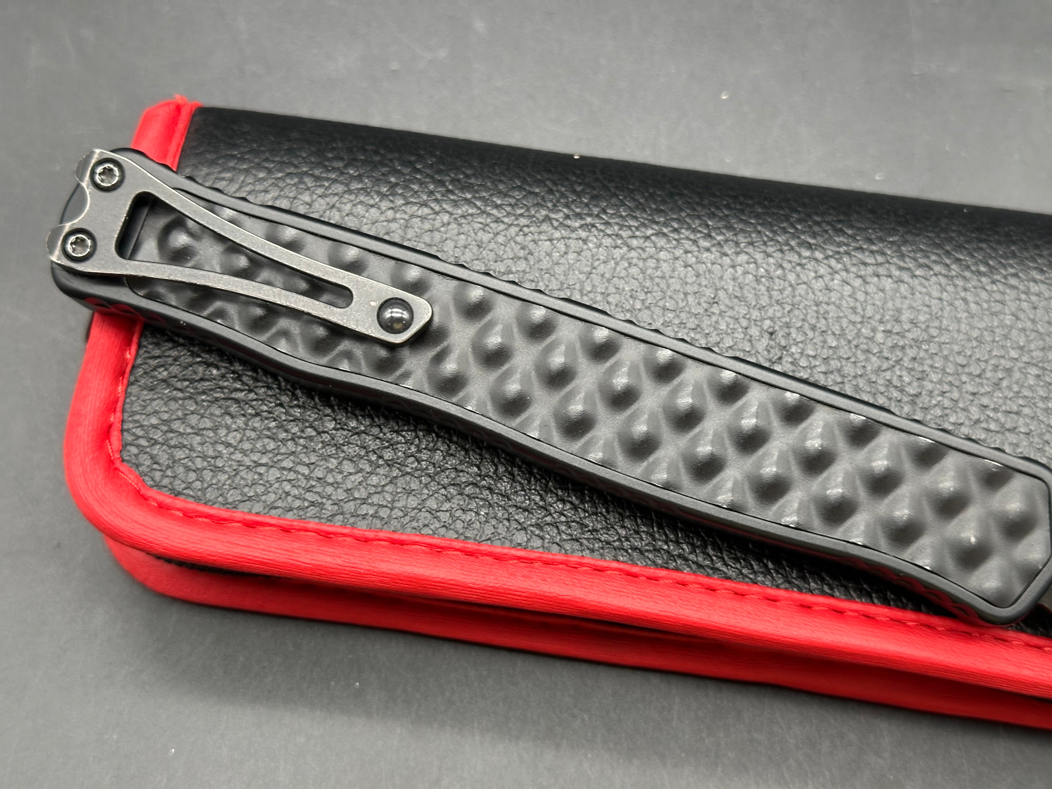 Heretic Cleric II Tanto Auto Knife Black Chassis W/Stainless Inlay (4.2" Black)