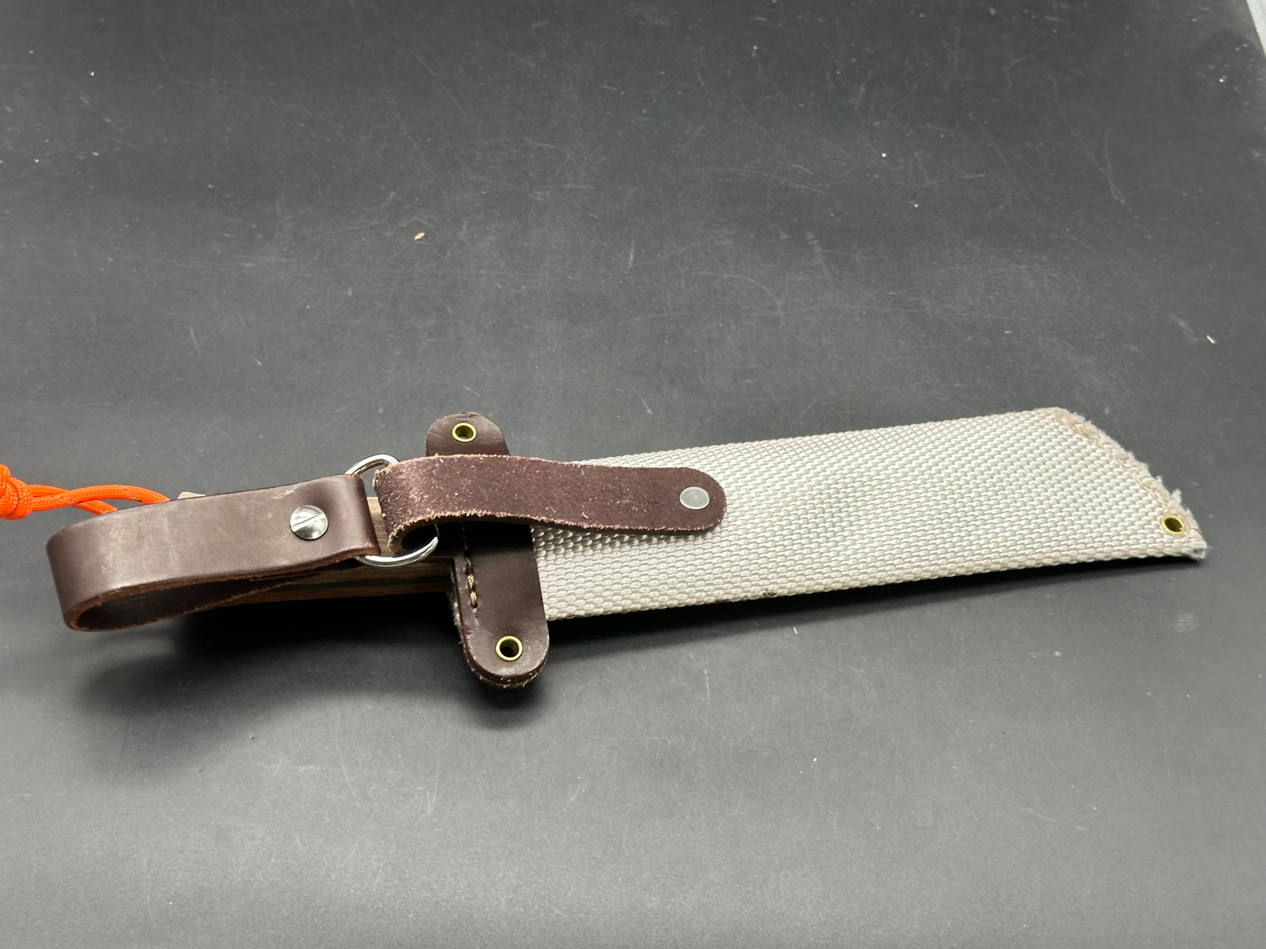 Woods Monkey Half Chete 1095 steel with OD green cerakote and natural canvas micarta handles