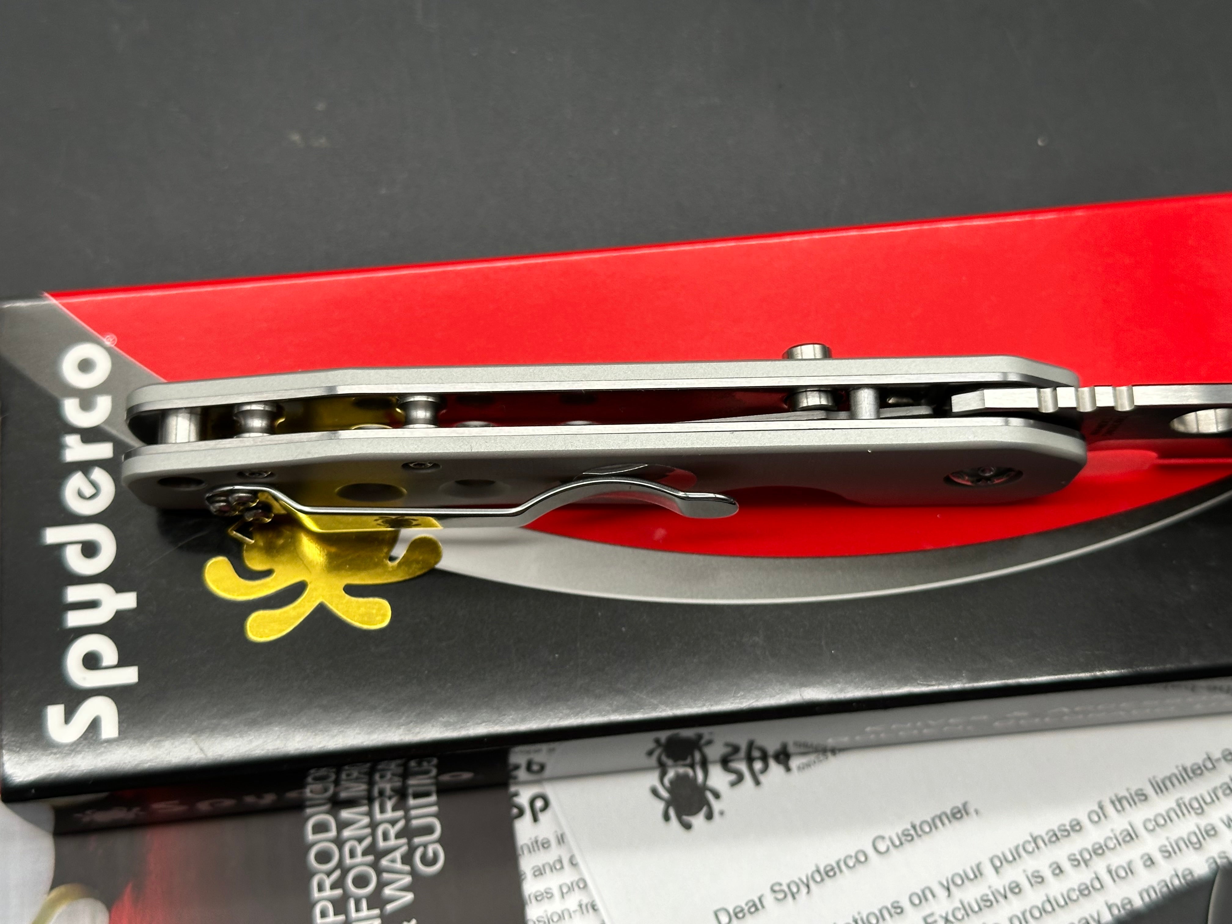 Spyderco Smock-Distributor Limited Edition 3.45" CPM CruWear Satin Blade with Blasted Anodized Aluminum Scales