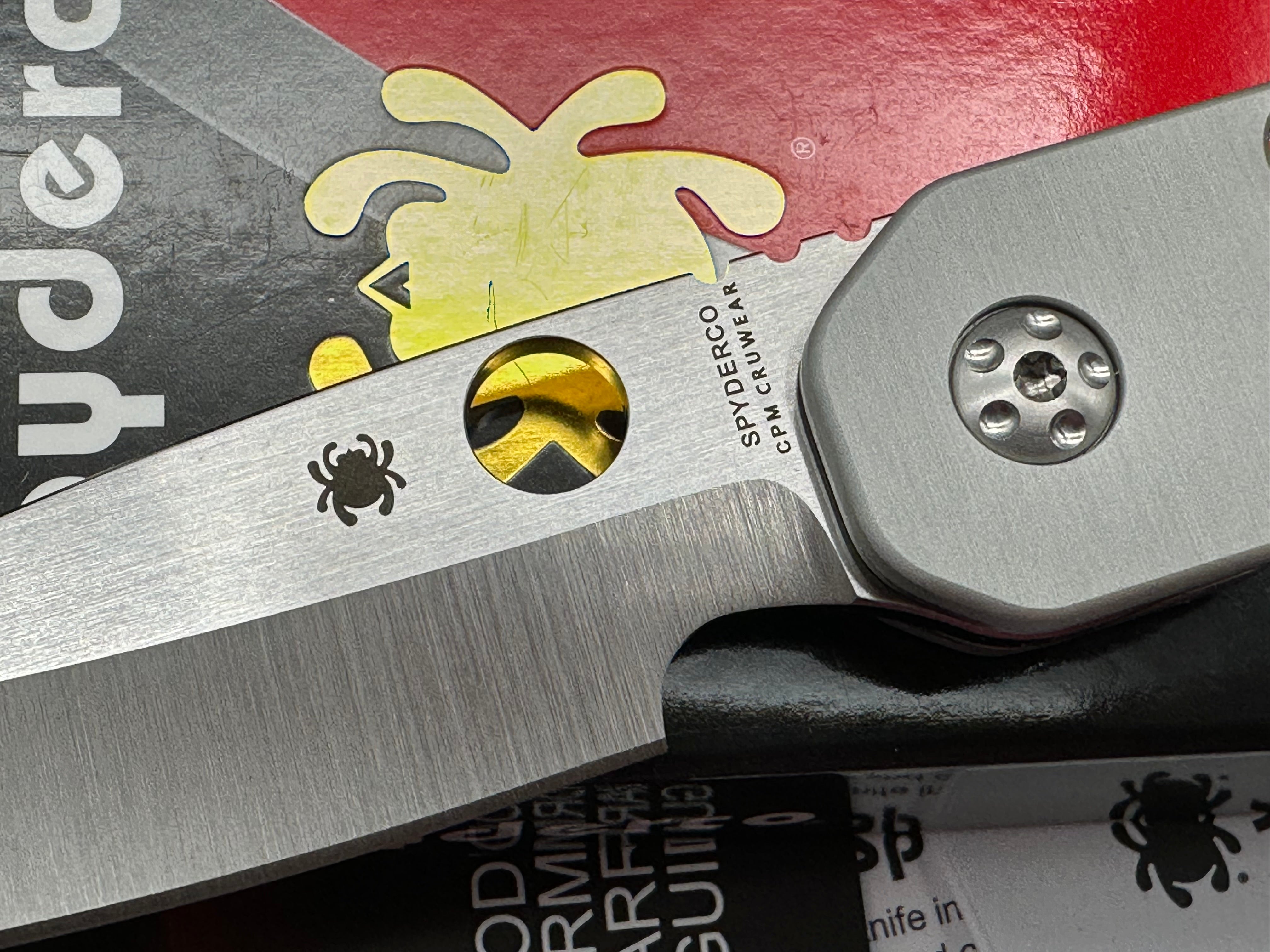 Spyderco Smock-Distributor Limited Edition 3.45" CPM CruWear Satin Blade with Blasted Anodized Aluminum Scales