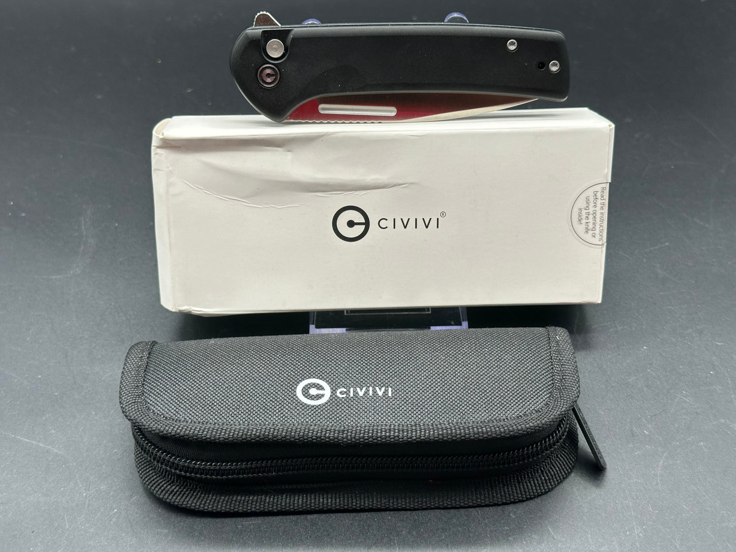 CIVIVI Knives Conspirator Flipper Knife 3.48" S35VN Satin Drop Point Blade, Black Aluminum Handles - KnifeCenter Exclusive, Button Lock