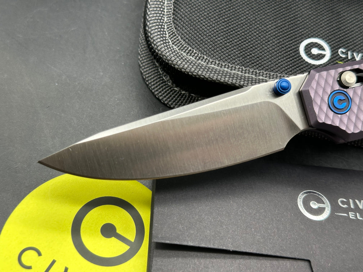 CIVIVI ELITE TESSERA PURPLE DIAMOND PATTERN ALUMINUM HANDLE S35VN DROP POINT