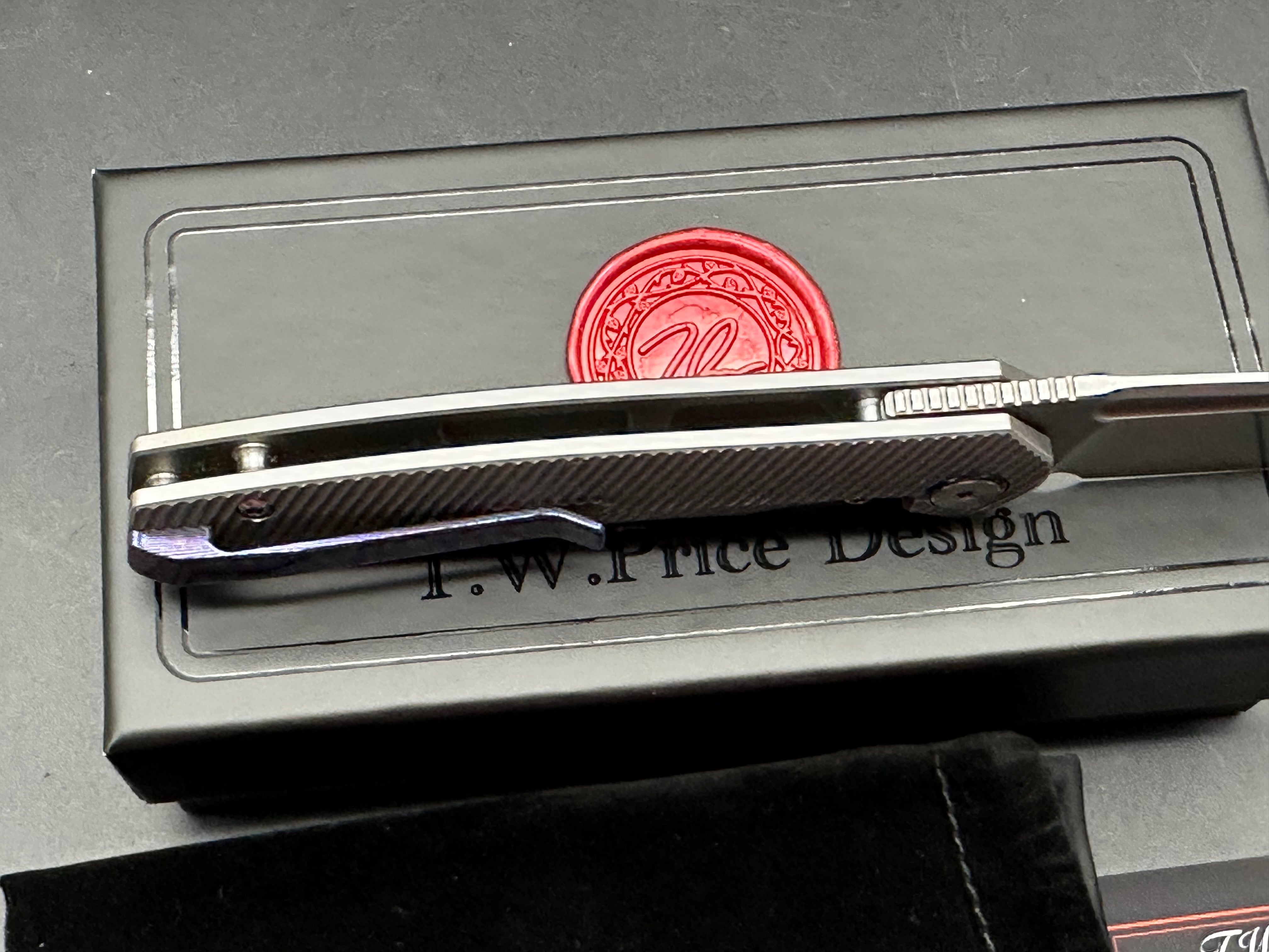 T.W. Price Dawn v.3 (3.3") CPM MagnaCut Deep Angle Milled Titanium Scales plus Timascus Pocket Clip and Timascus Pivot Collar