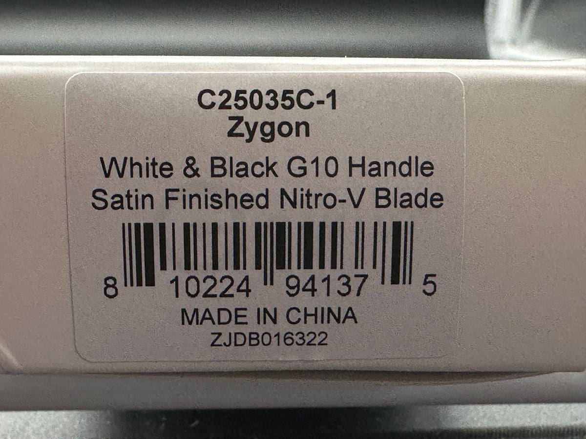 CIVIVI ZYGON WHITE/BLACK G-10 HANDLE NITRO-V PLAIN EDGE SATIN FINISH