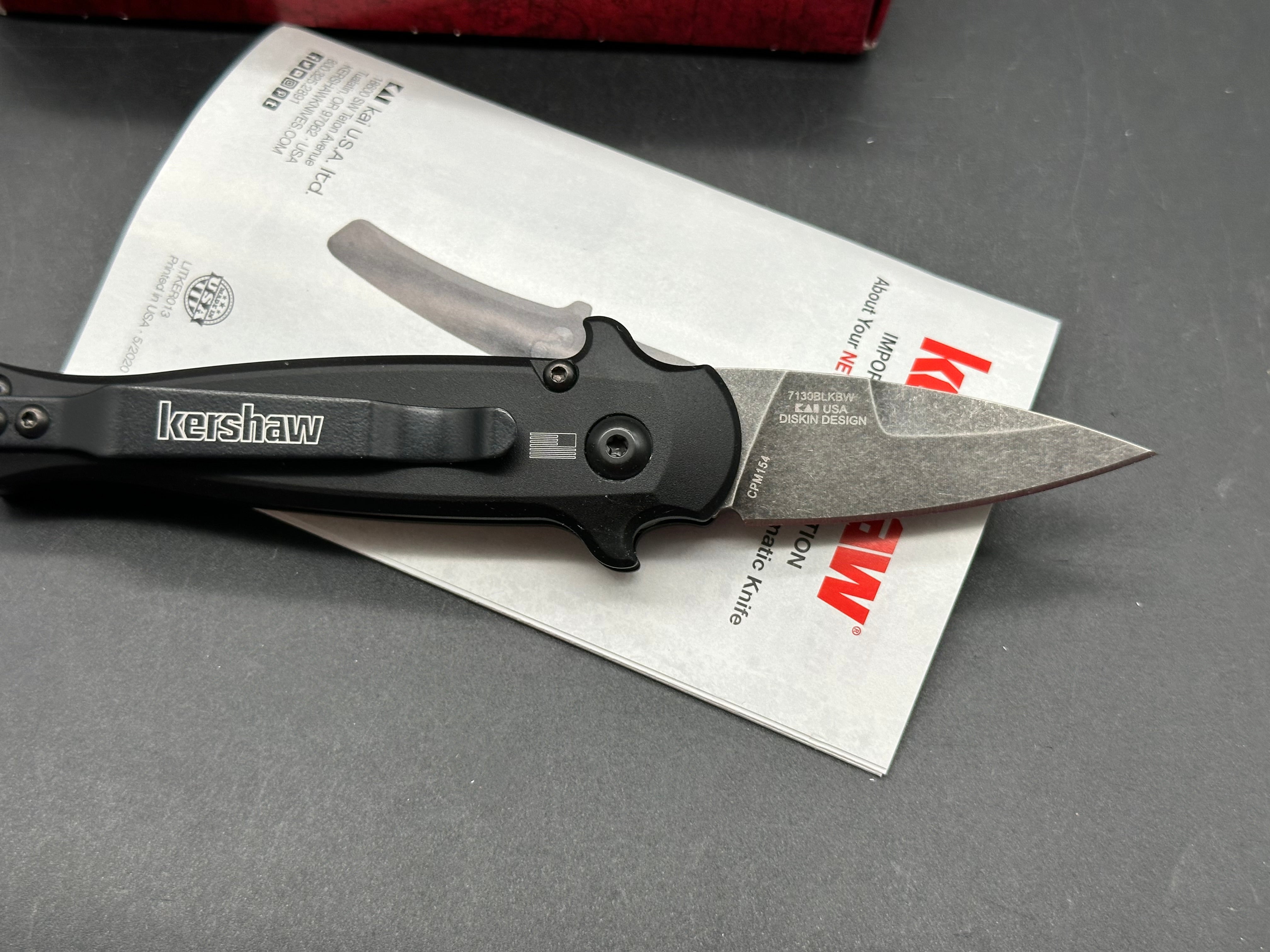 Kershaw Launch 12 CA Legal Mini Stiletto Automatic Knife Black/CF (1.9"Black SW)