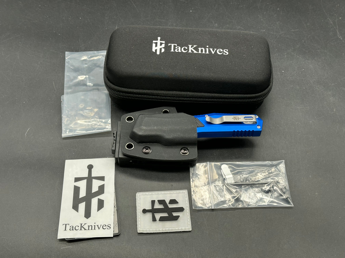 TacKnives OTF Knife Slugger blue aluminum handle/ 14c28n