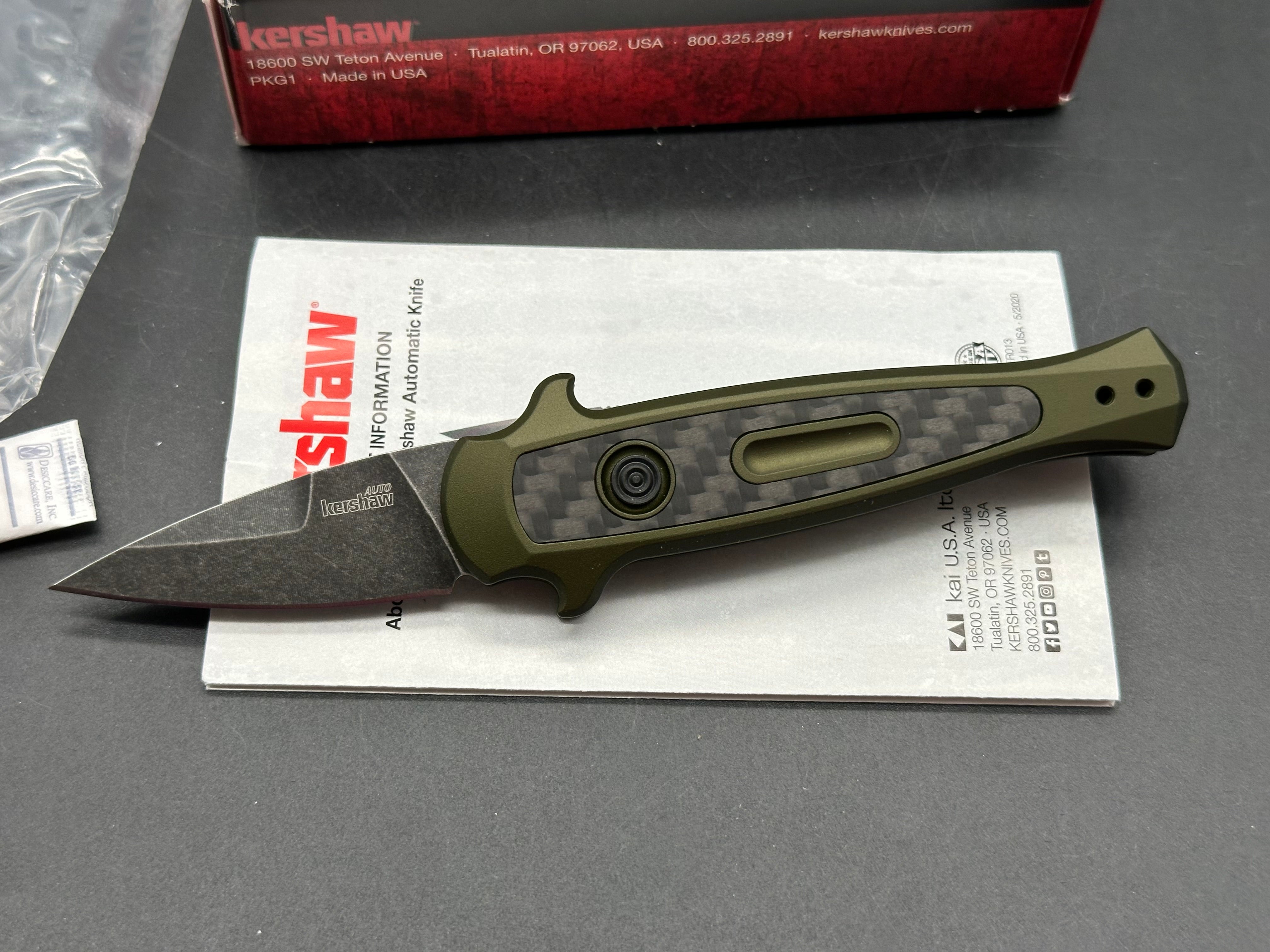 Kershaw Launch 12CA Legal Stiletto Automatic Knife OD Green (1.9" SW)