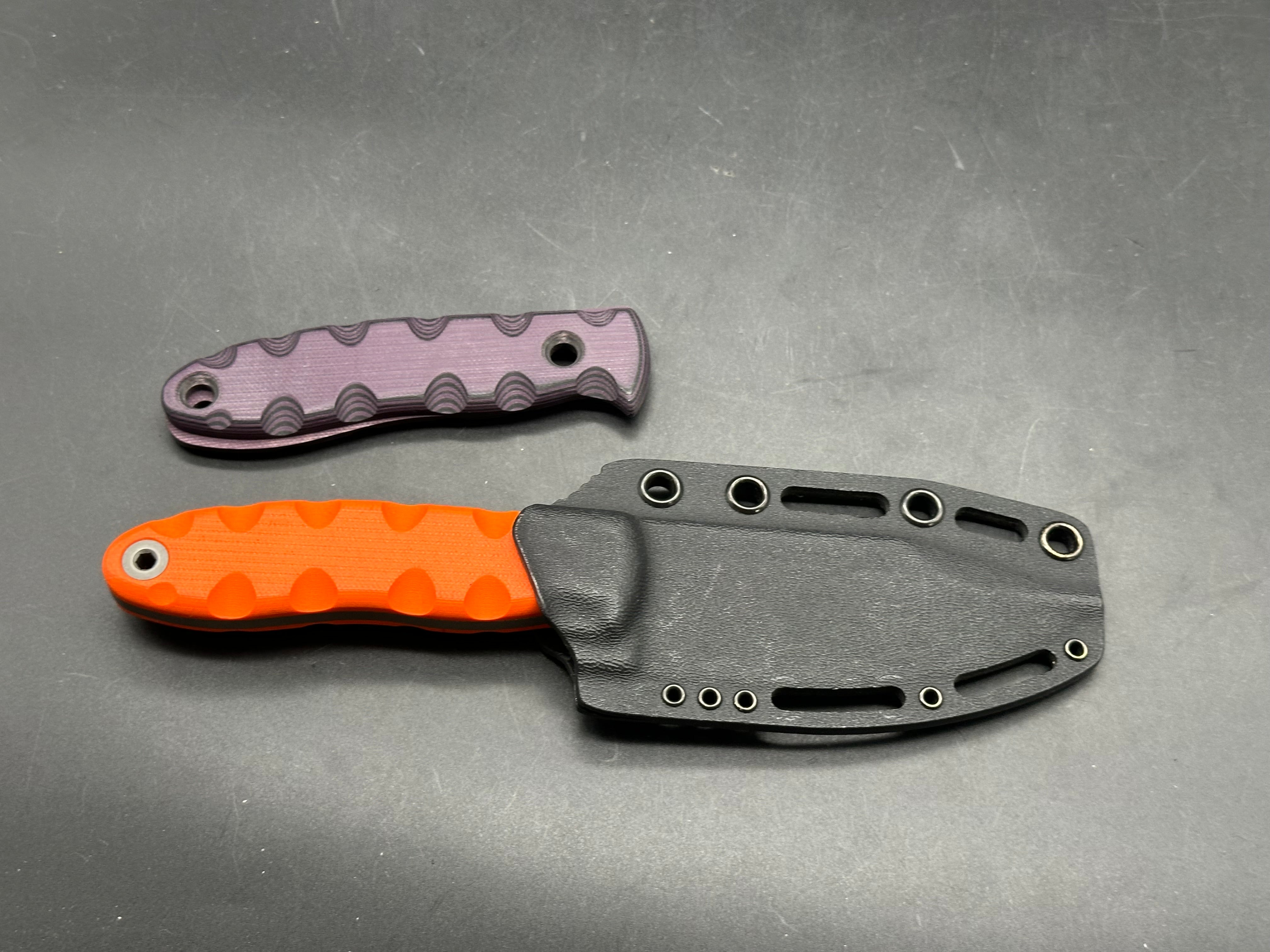 TKell Knives Accomplice in AEB-L with nickel boron coating, 2 sets of G-10 scales black Kydex sheath