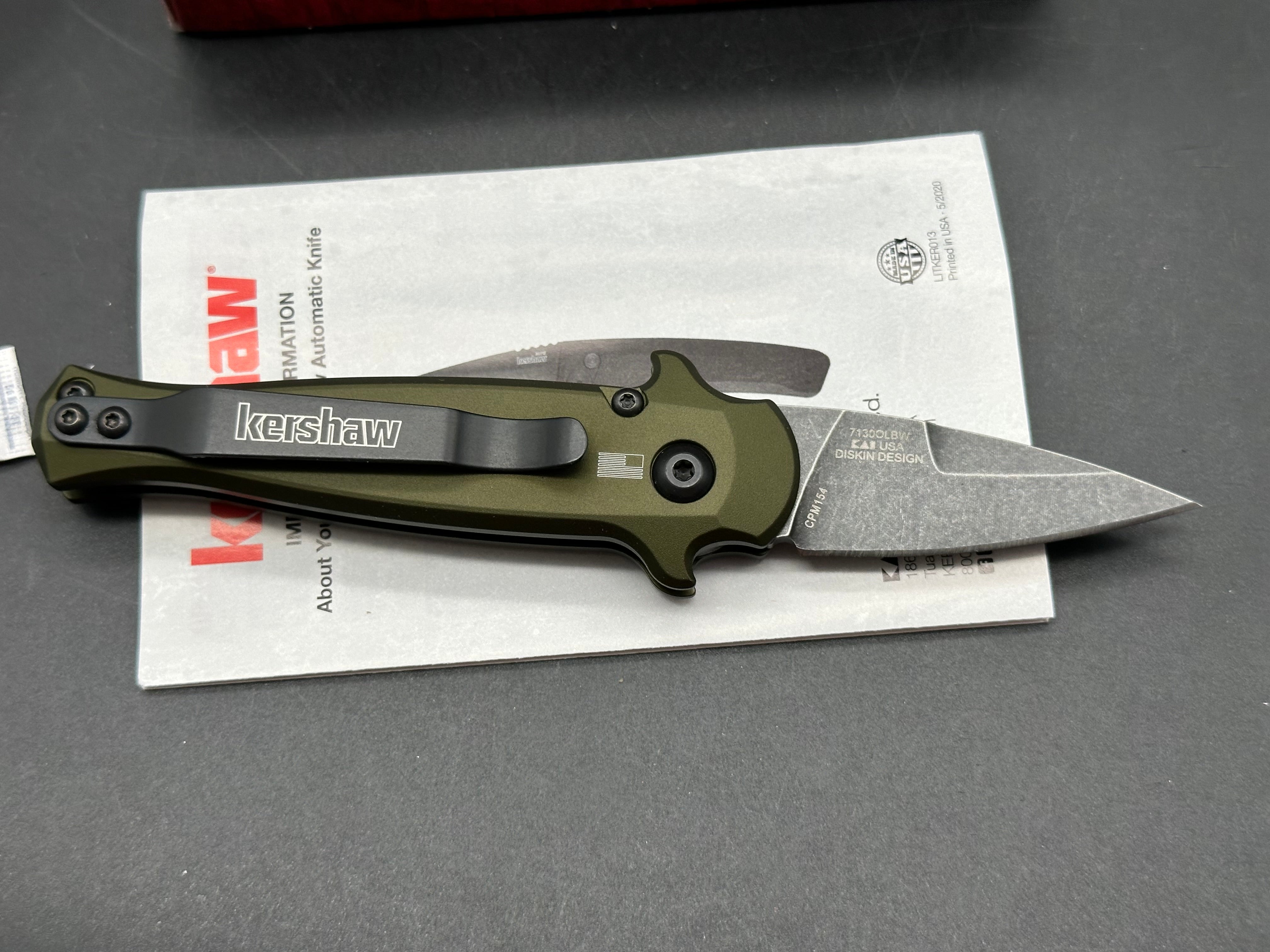 Kershaw Launch 12CA Legal Stiletto Automatic Knife OD Green (1.9" SW)