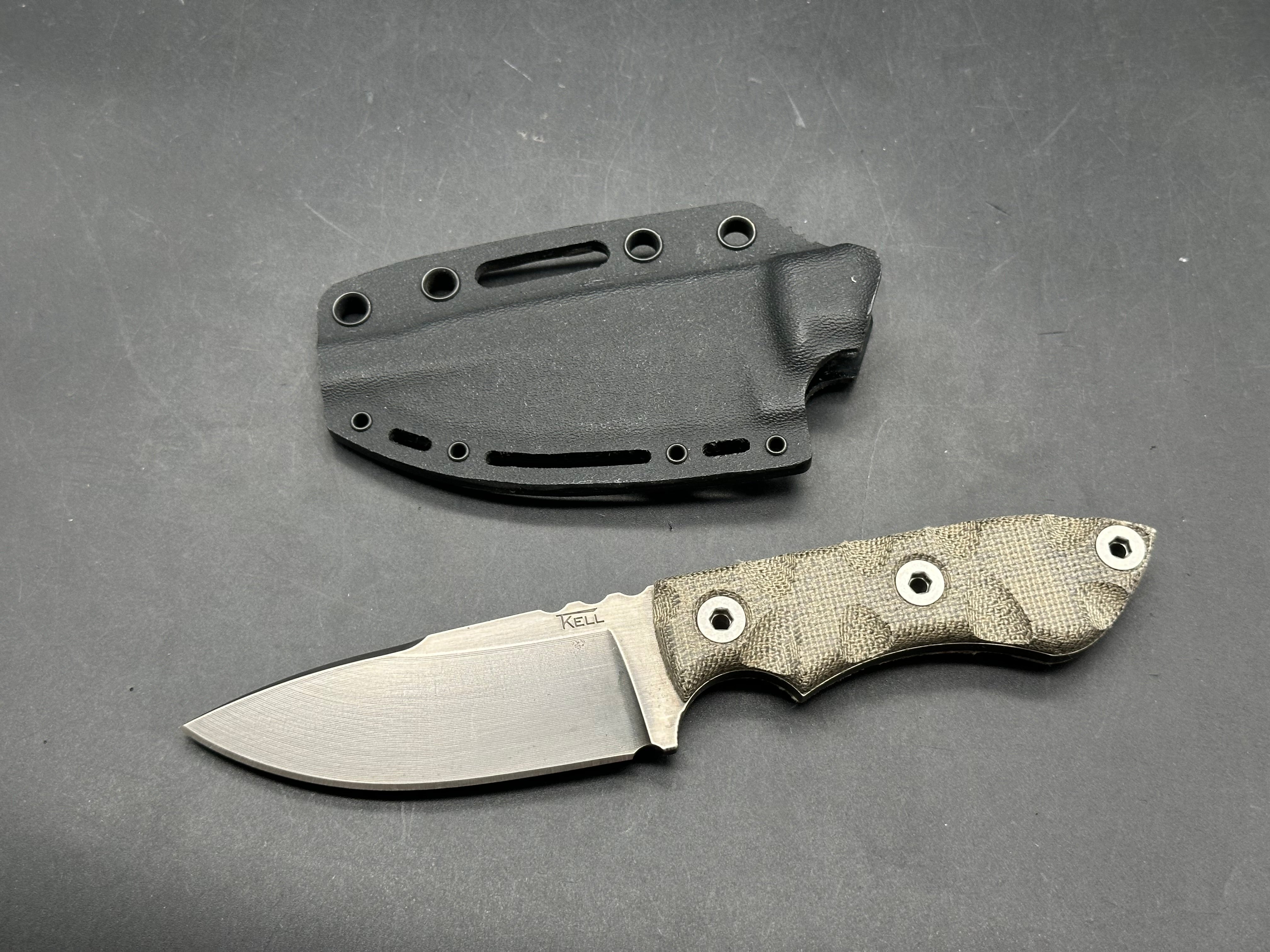 TKell Knives Raider in AEB-L with nickel boron coating, green micarta scales